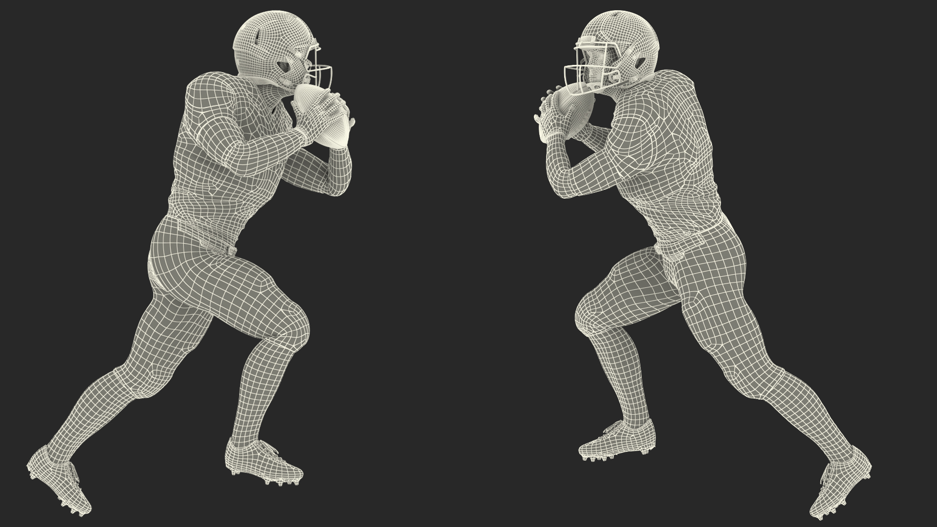 3D model Philadelphia Eagles American Football Player Running The Ball Fur