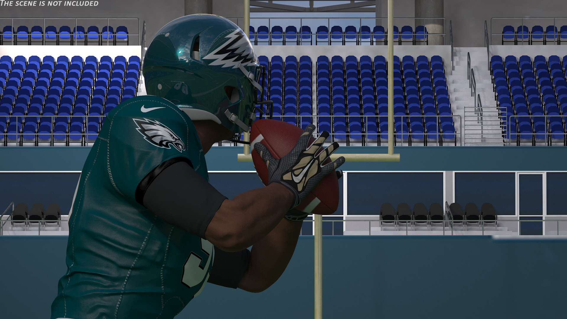 3D model Philadelphia Eagles American Football Player Running The Ball Fur