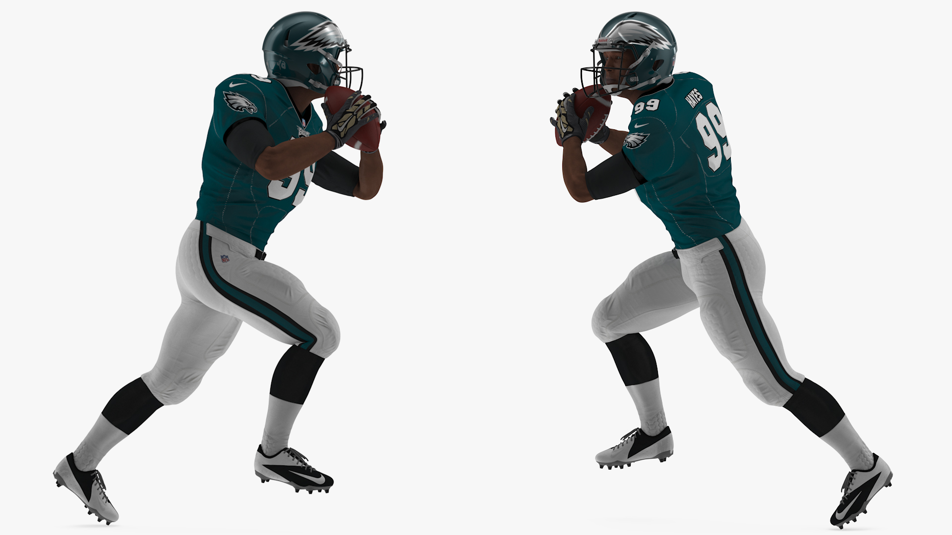 3D model Philadelphia Eagles American Football Player Running The Ball Fur