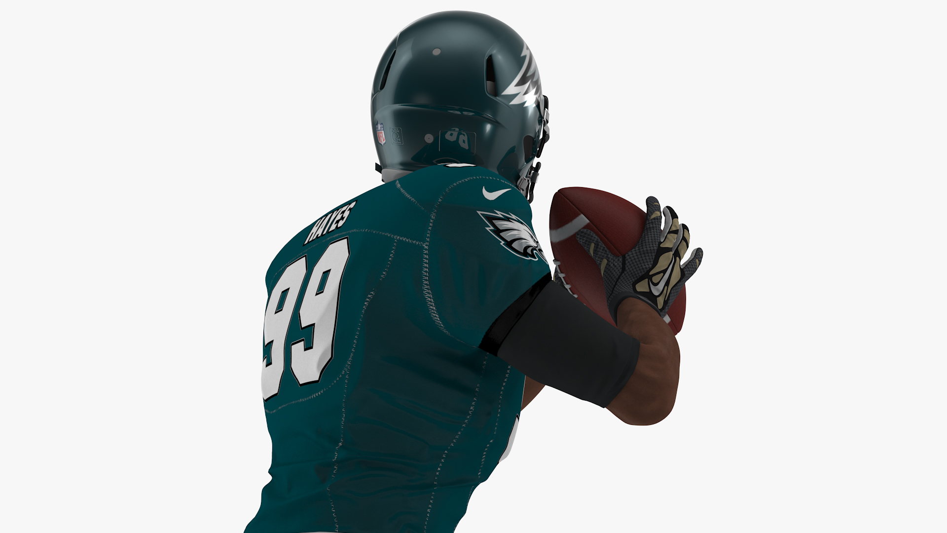 3D model Philadelphia Eagles American Football Player Running The Ball Fur
