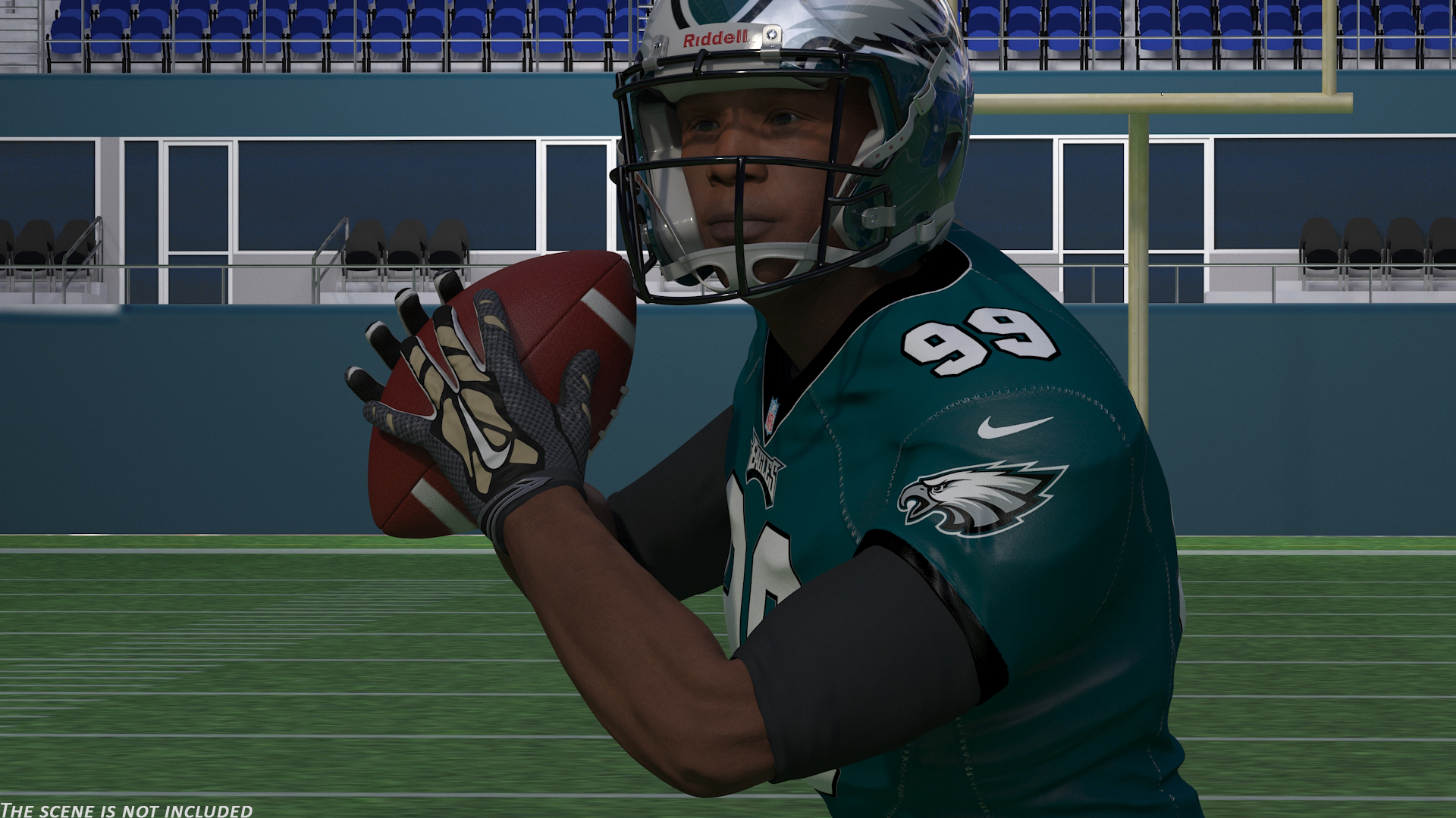 3D model Philadelphia Eagles American Football Player Running The Ball Fur