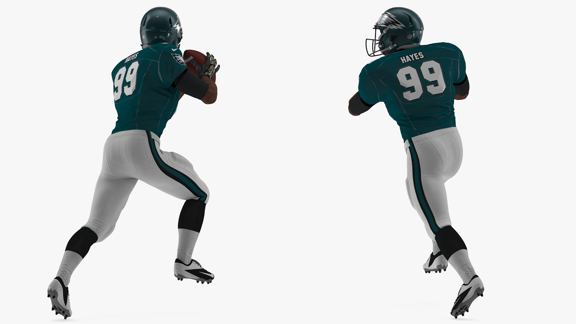 3D model Philadelphia Eagles American Football Player Running The Ball Fur