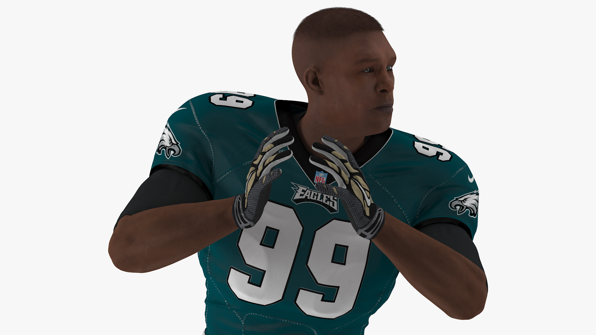3D model Philadelphia Eagles American Football Player Running The Ball Fur