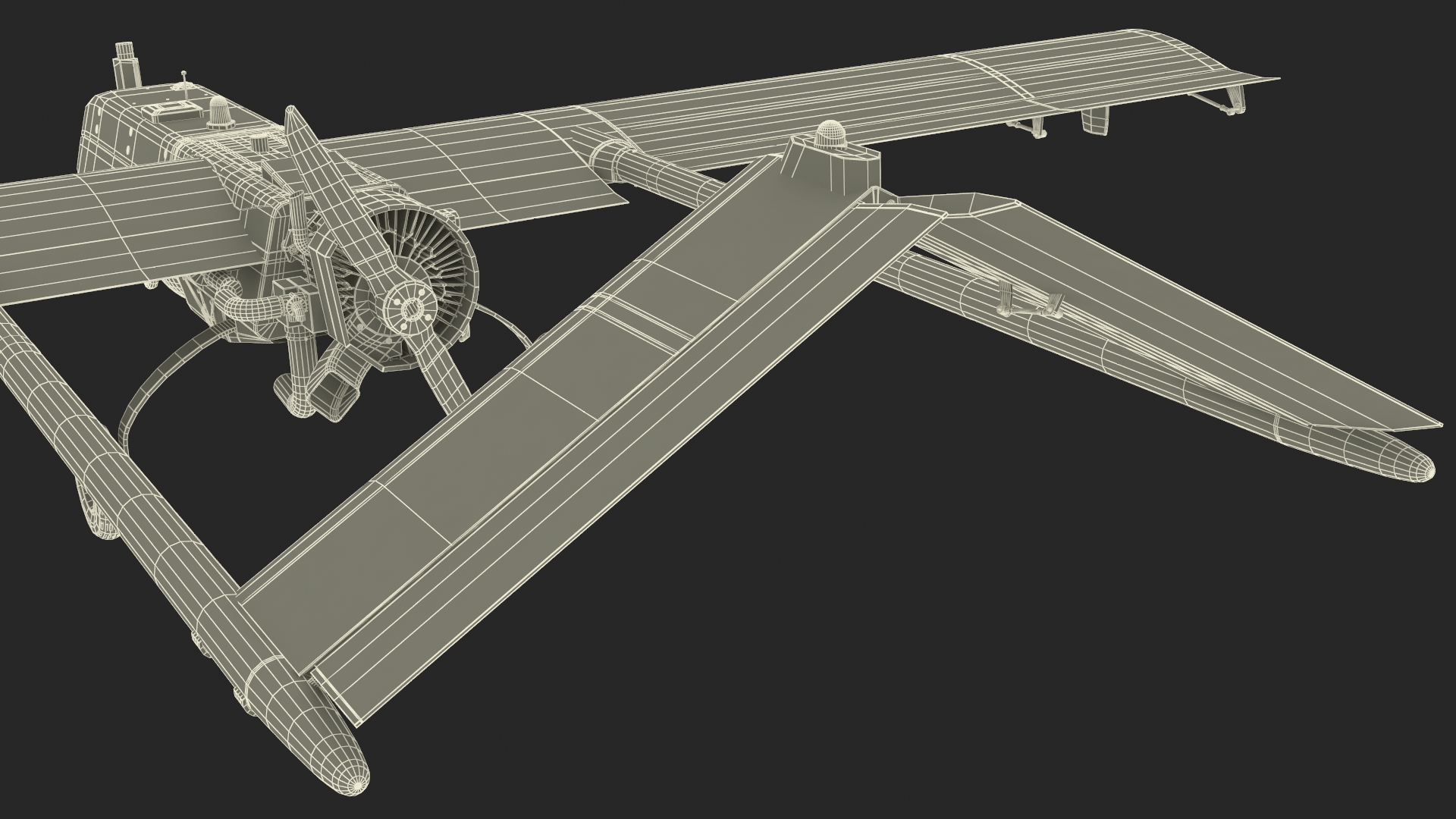 3D model Unmanned Aerial Vehicle UAV Drone AAI RQ 7 Shadow Rigged for Maya
