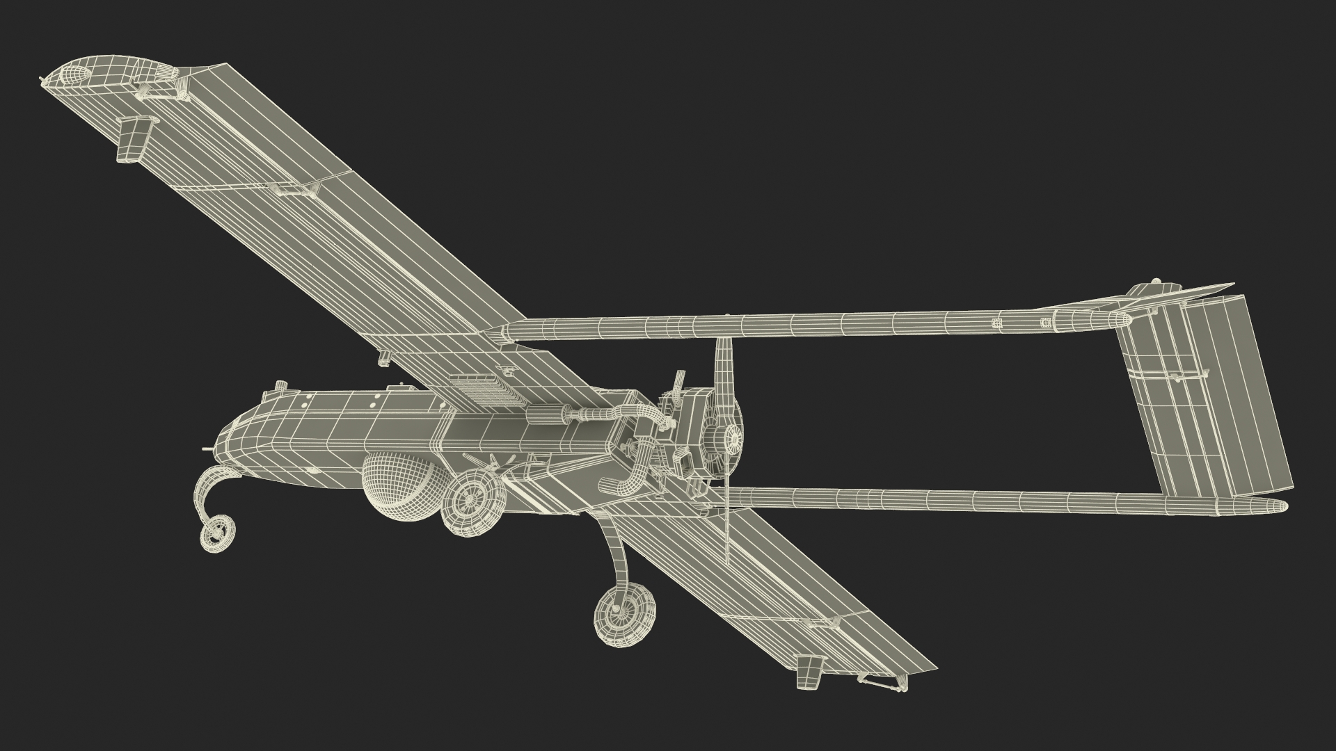 3D model Unmanned Aerial Vehicle UAV Drone AAI RQ 7 Shadow Rigged for Maya