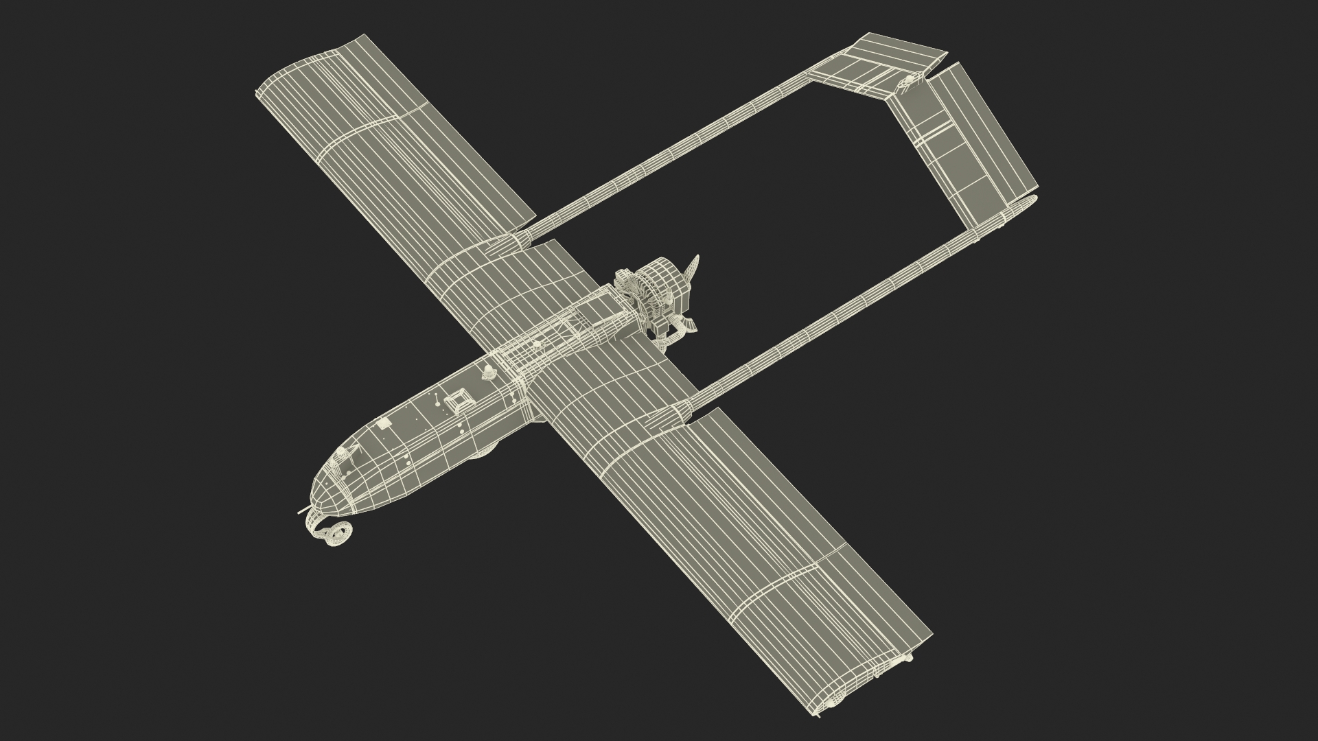 3D model Unmanned Aerial Vehicle UAV Drone AAI RQ 7 Shadow Rigged for Maya