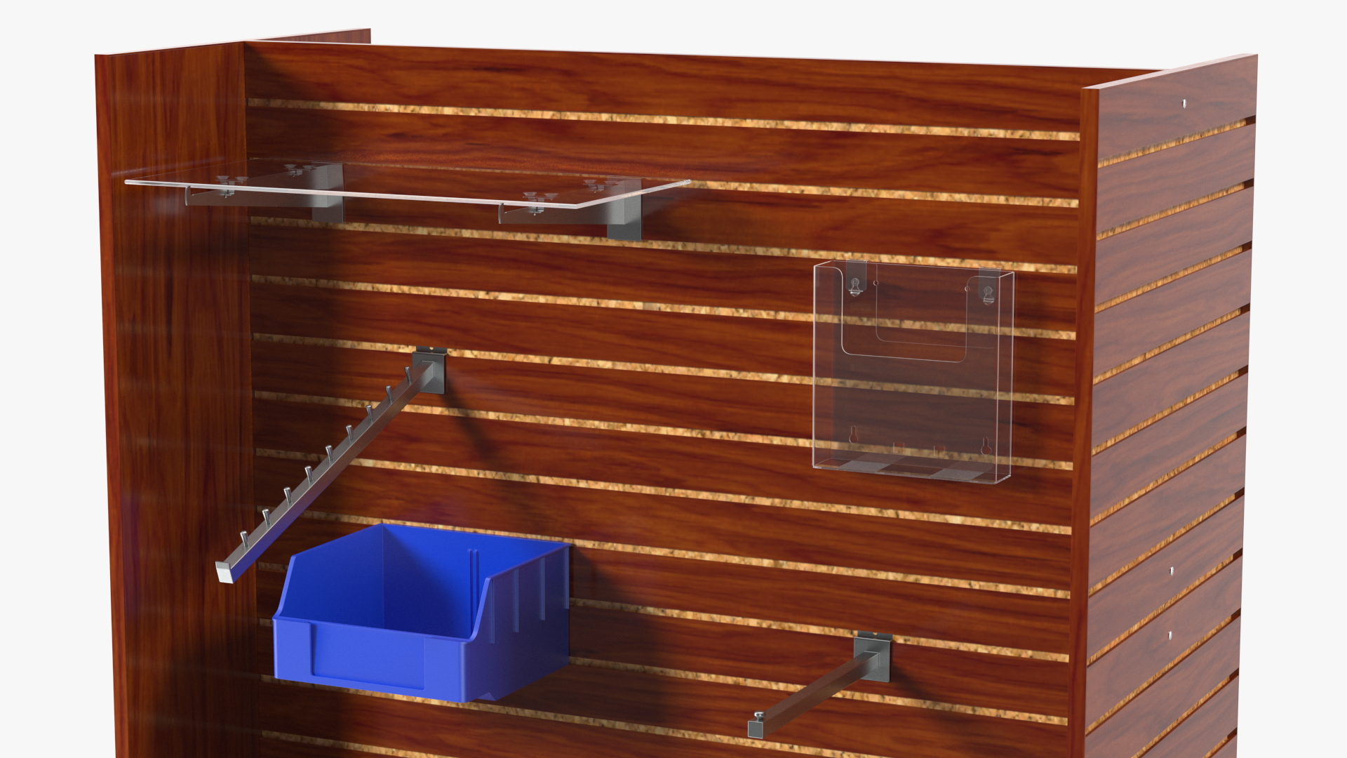 3D Slatwall Display with Accessories Dark Wood model