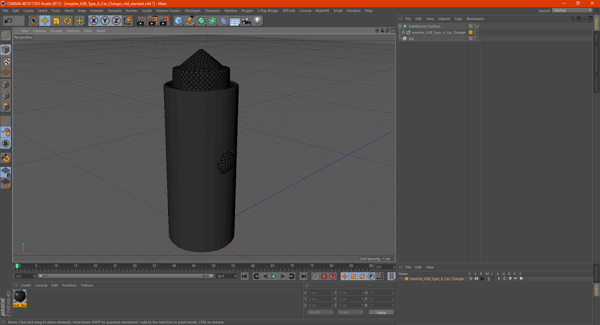 mophie USB Type A Car Charger 3D model