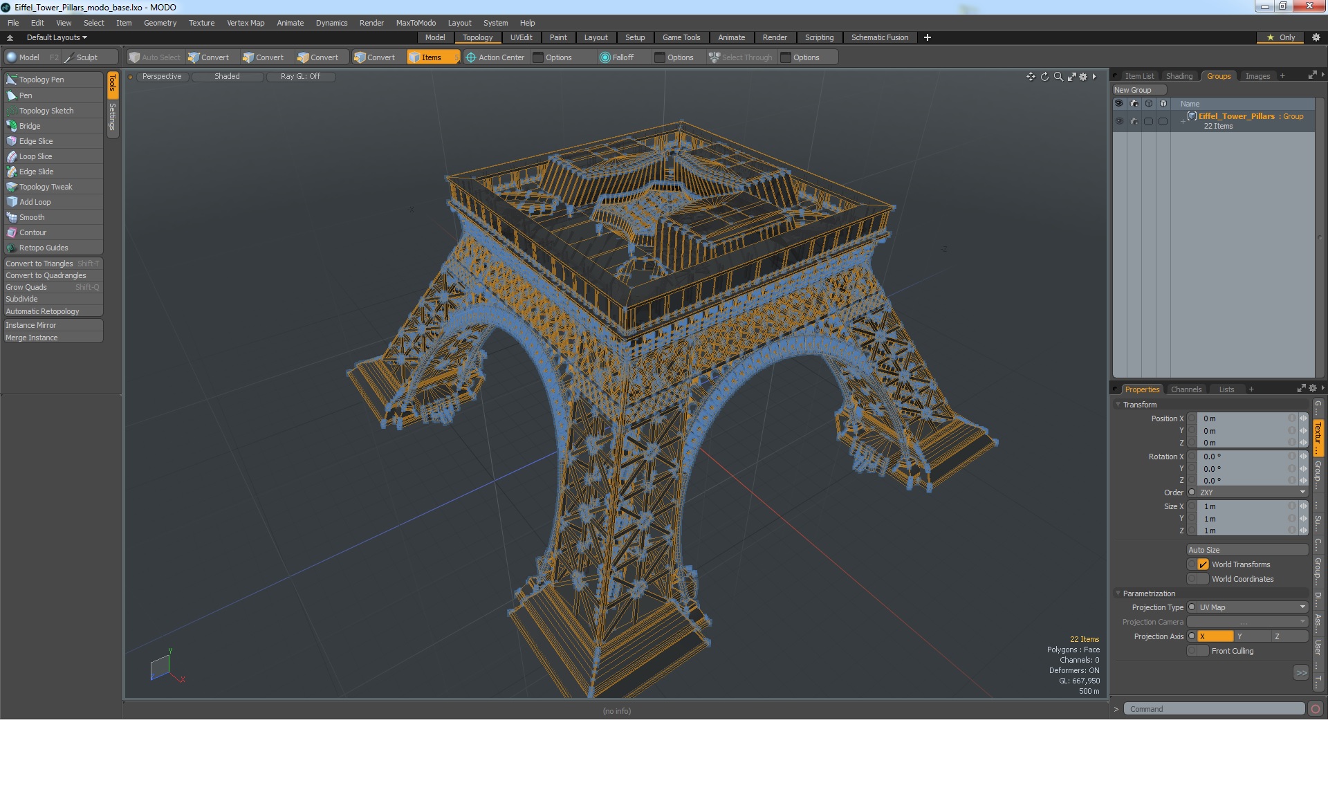 3D model Eiffel Tower Pillars