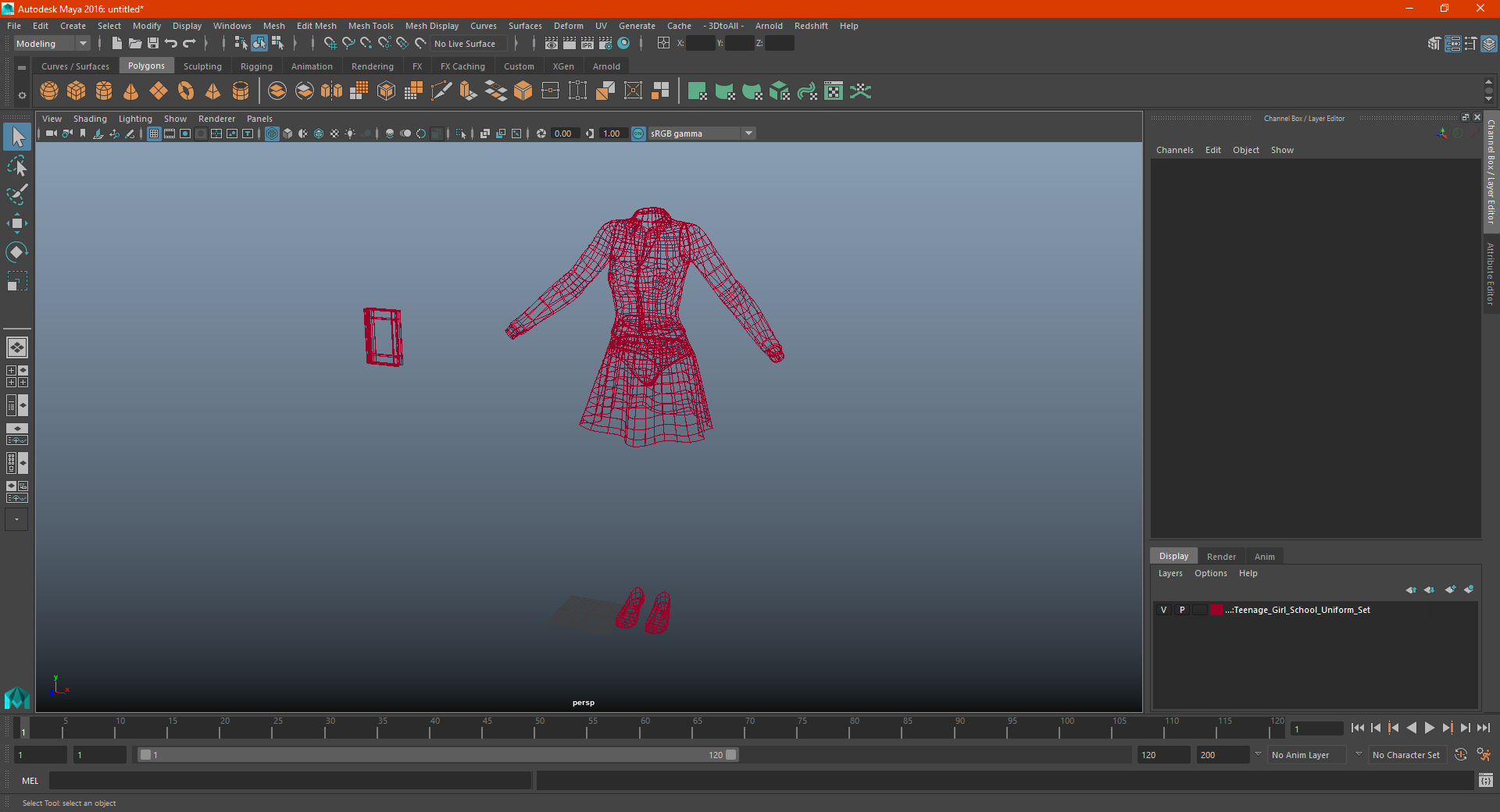 3D Teenage Girl School Uniform Set