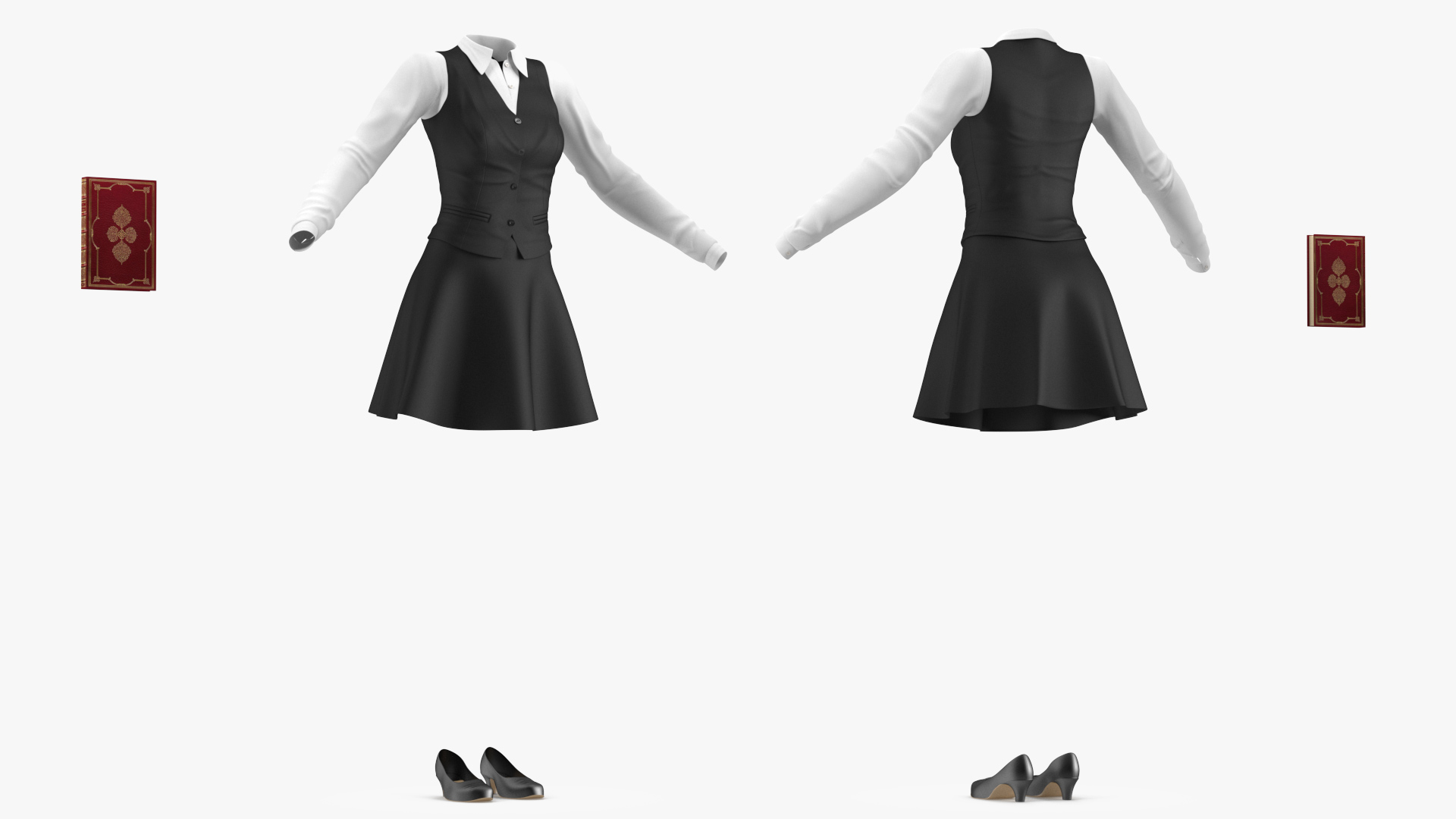 3D Teenage Girl School Uniform Set