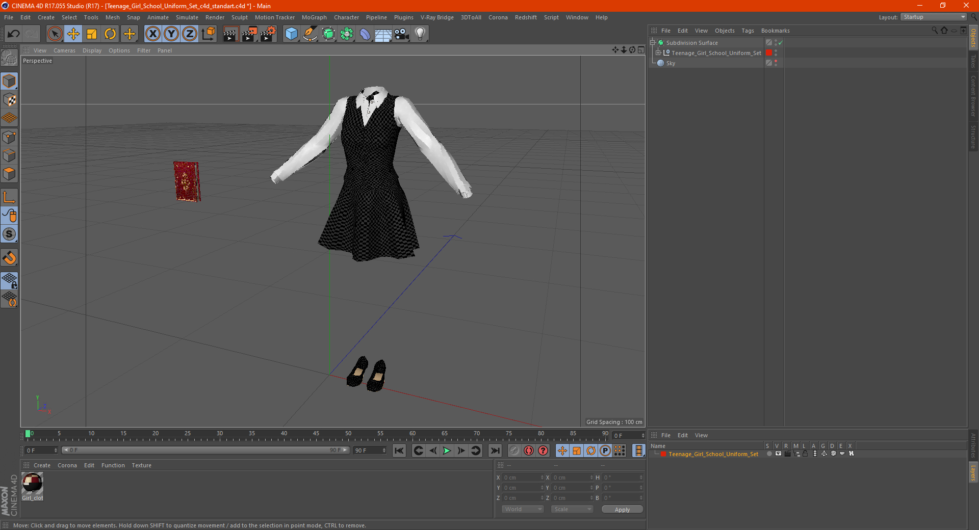 3D Teenage Girl School Uniform Set