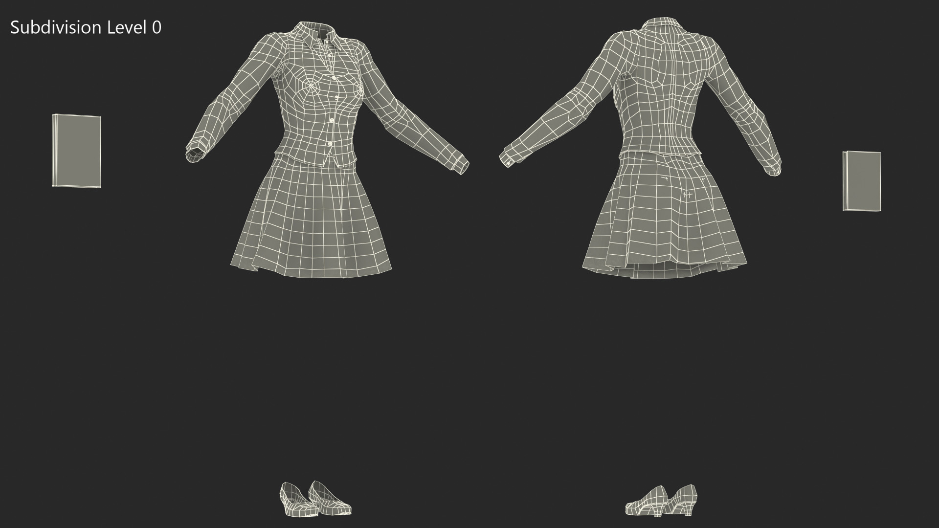 3D Teenage Girl School Uniform Set