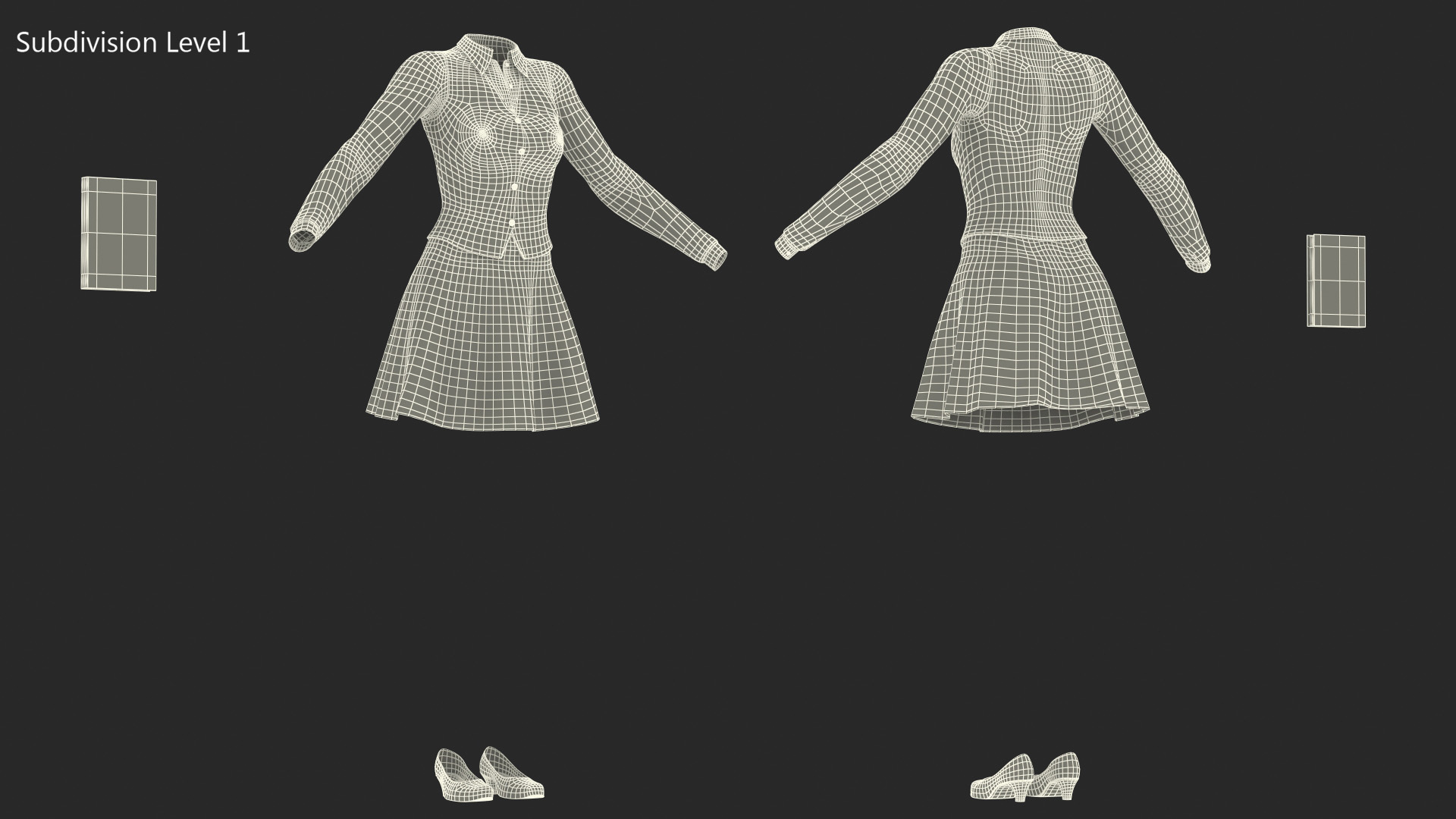 3D Teenage Girl School Uniform Set