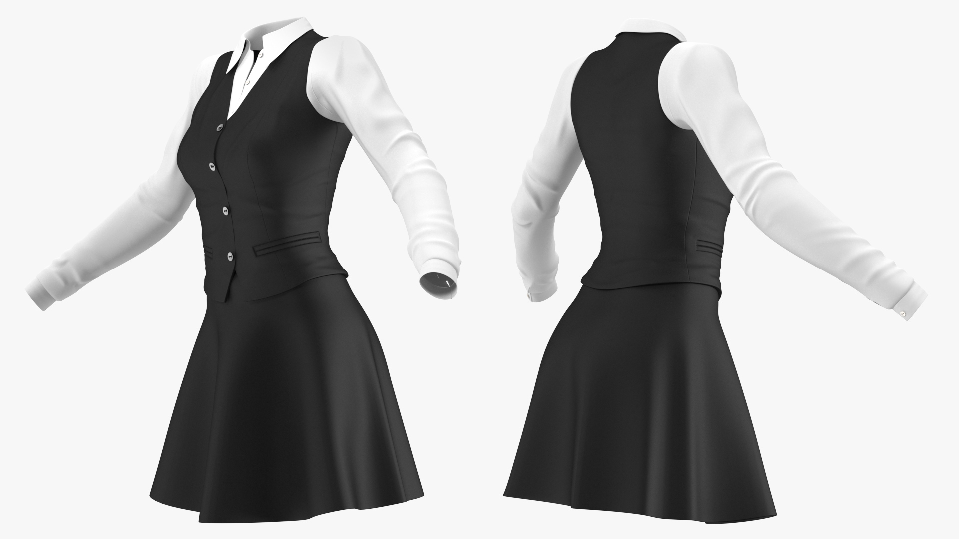3D Teenage Girl School Uniform Set