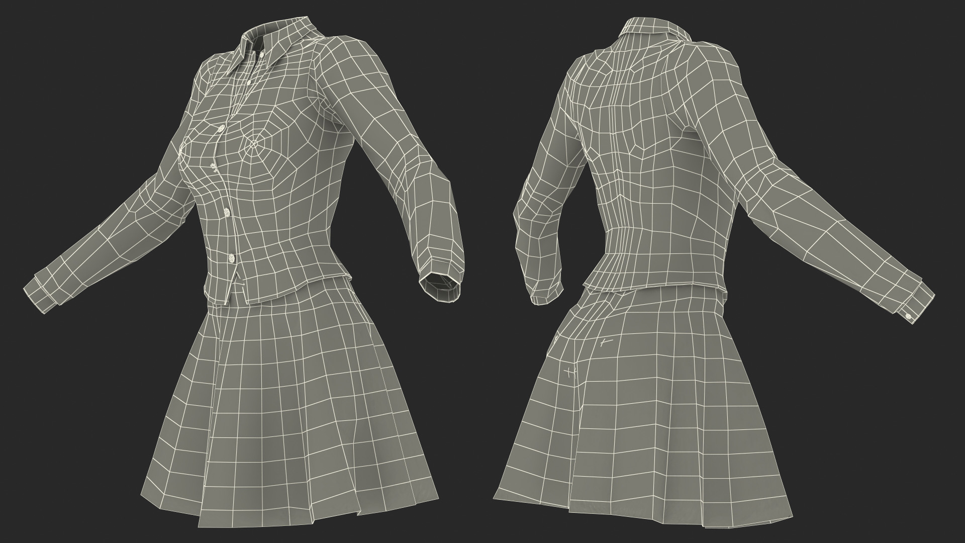 3D Teenage Girl School Uniform Set