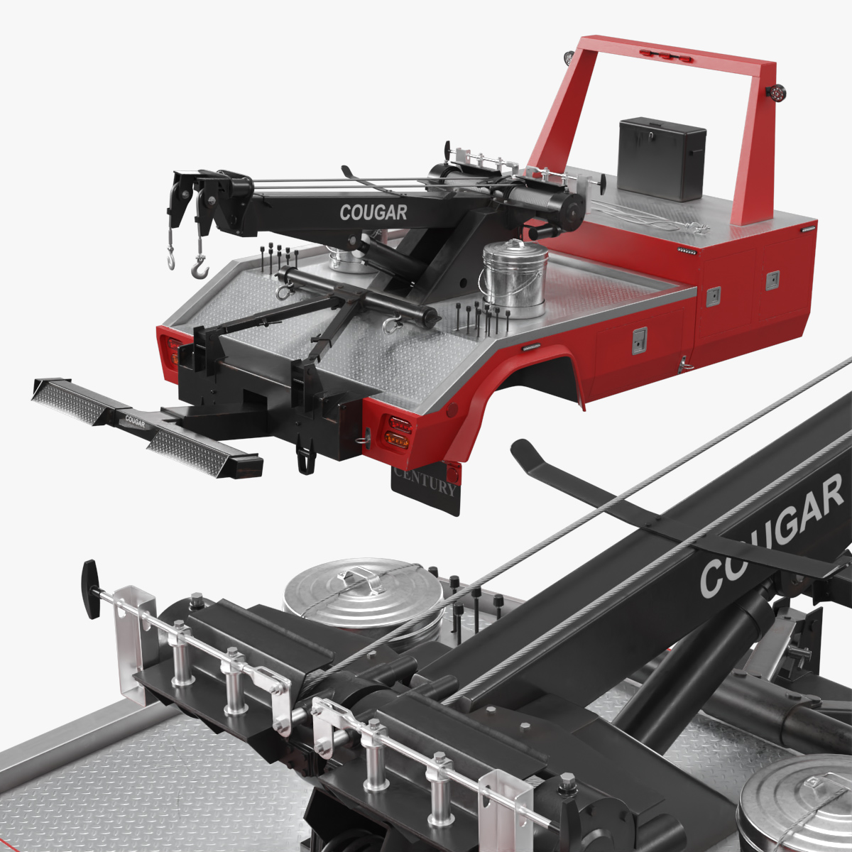 USA Cougar Century Wrecker Body Assembly Red 3D model preview