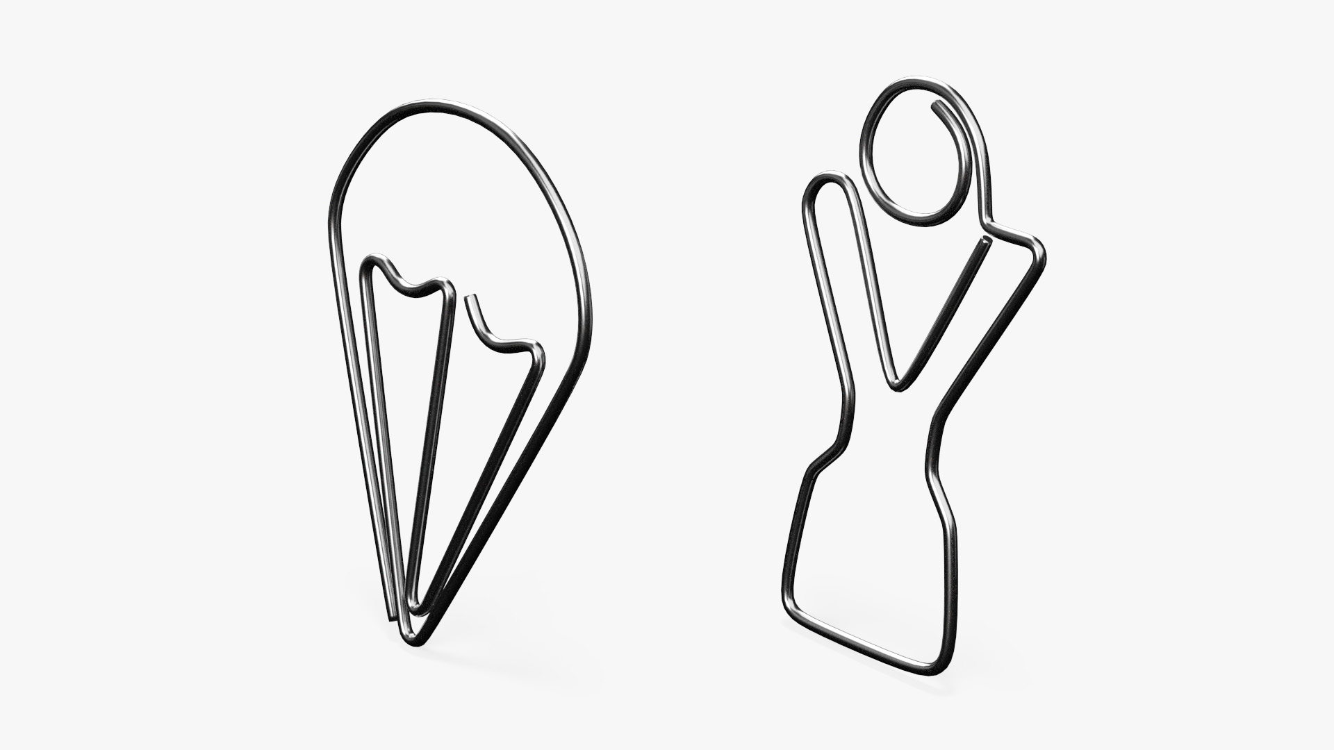 3D model Shaped Paper Clips Silver
