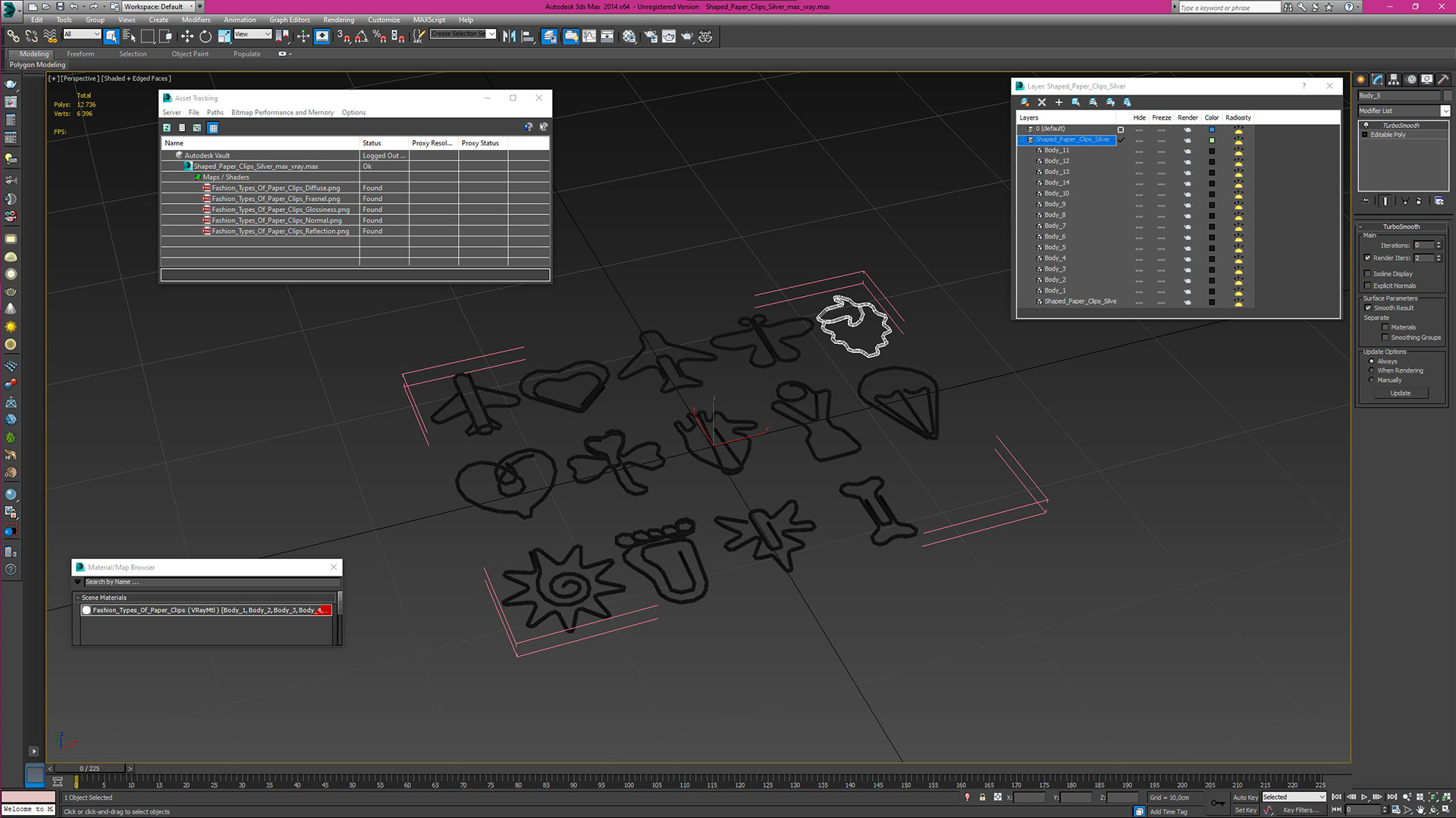 3D model Shaped Paper Clips Silver