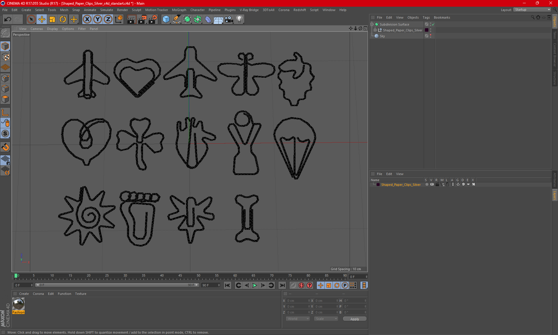 3D model Shaped Paper Clips Silver