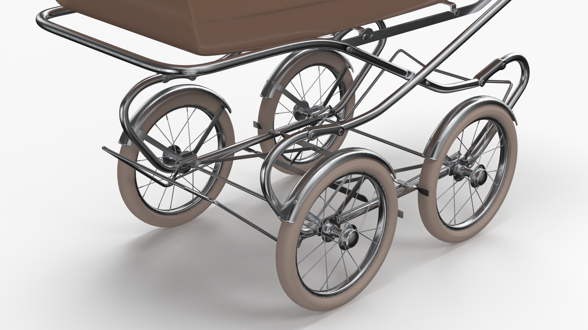 3D Antique Baby Sleeping Carriage Unfolded Canopy