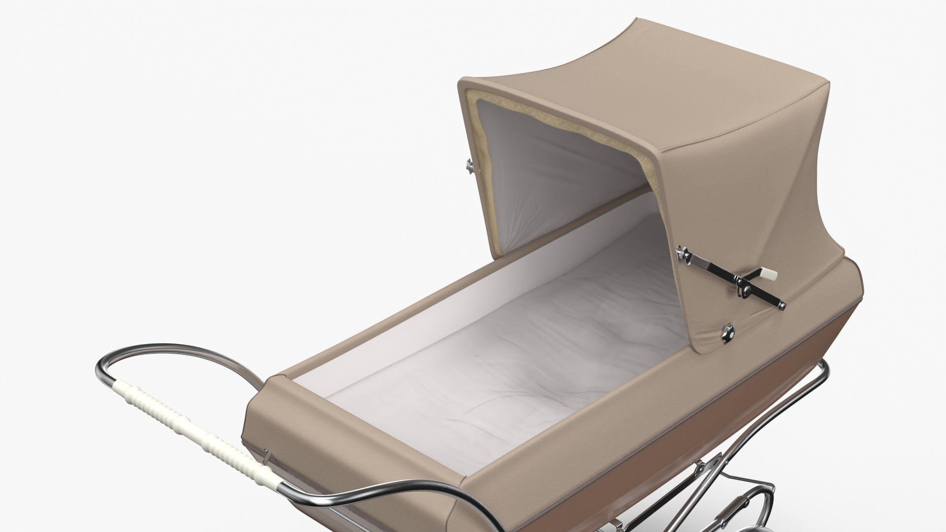 3D Antique Baby Sleeping Carriage Unfolded Canopy