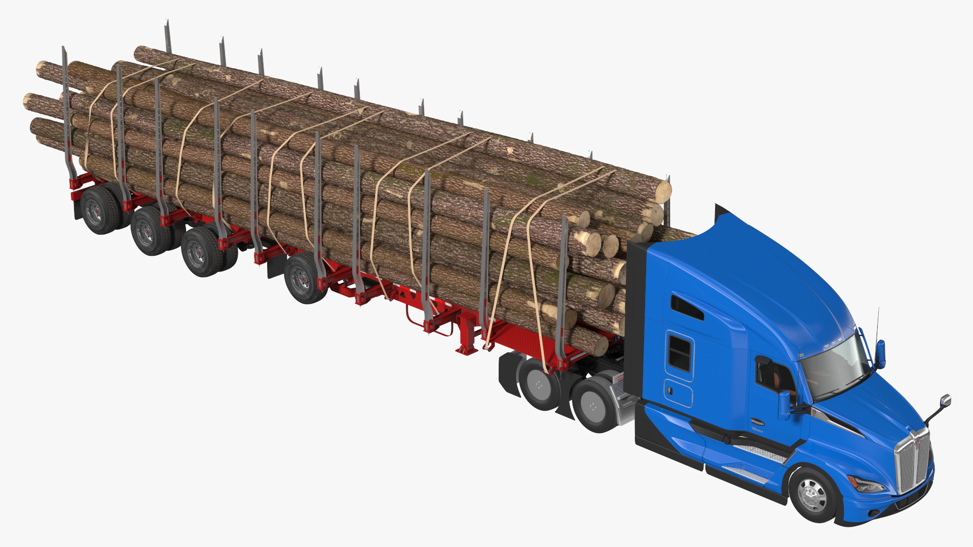 3D Truck With Logging Trailer