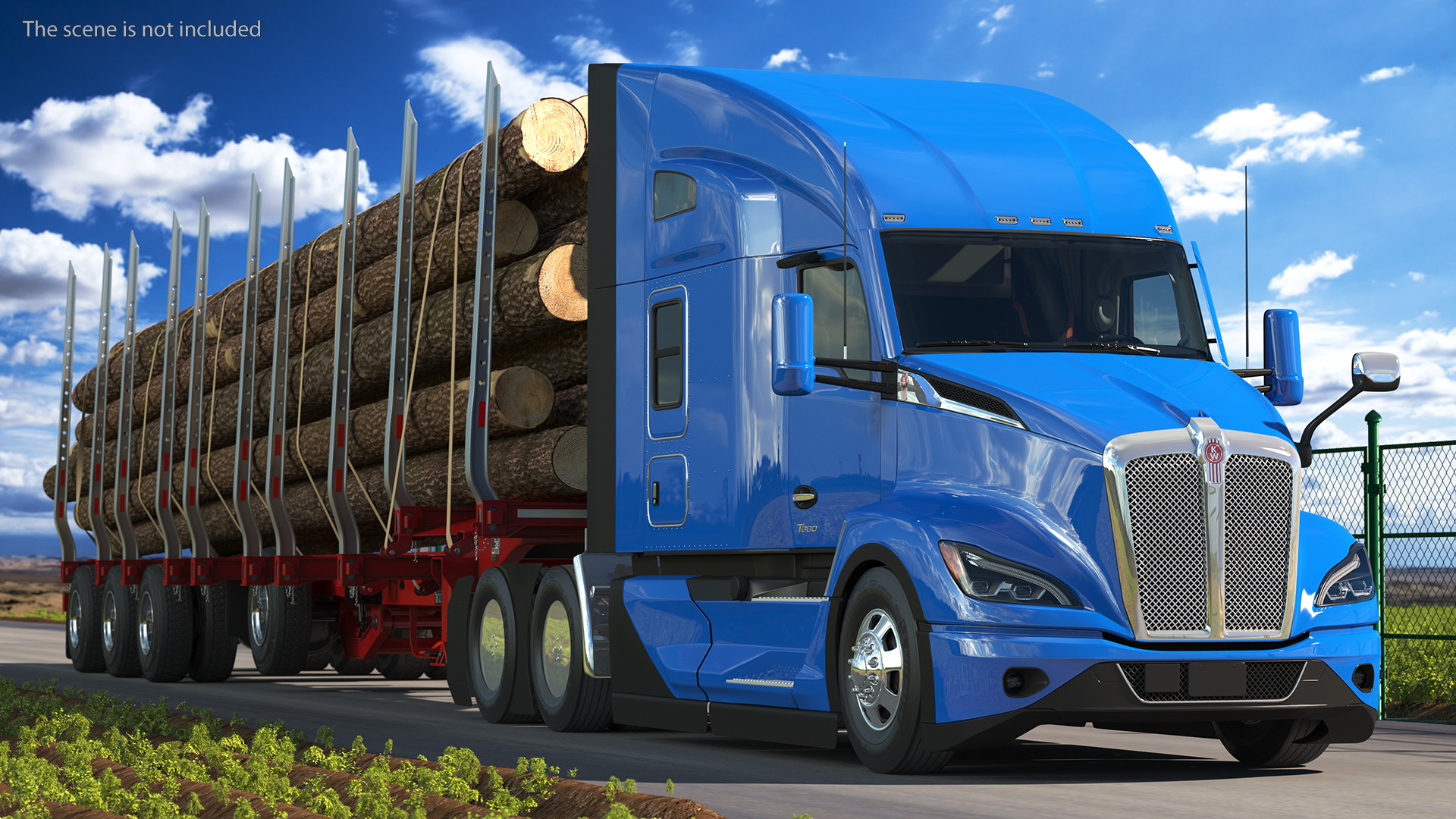 3D Truck With Logging Trailer