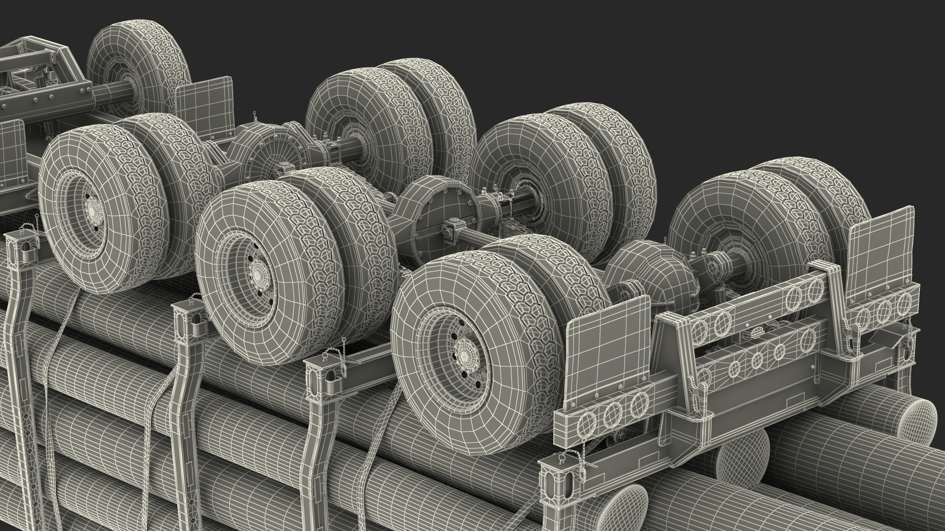 3D Truck With Logging Trailer