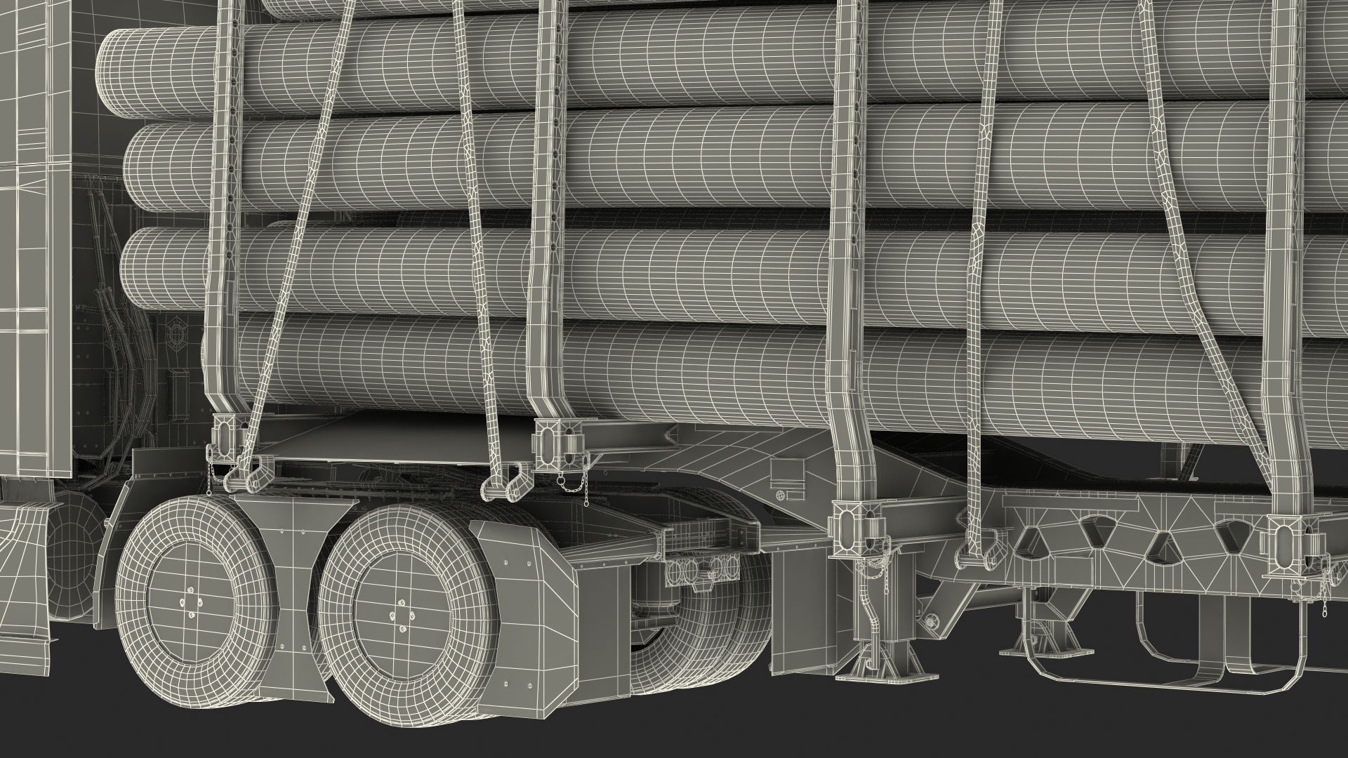 3D Truck With Logging Trailer