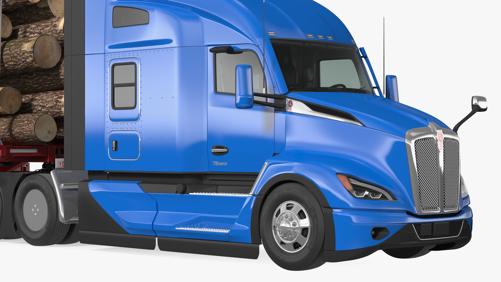 3D Truck With Logging Trailer