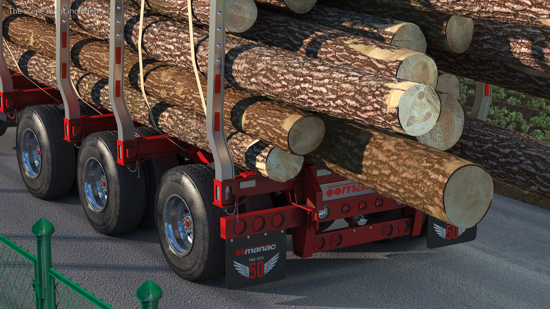 3D Truck With Logging Trailer