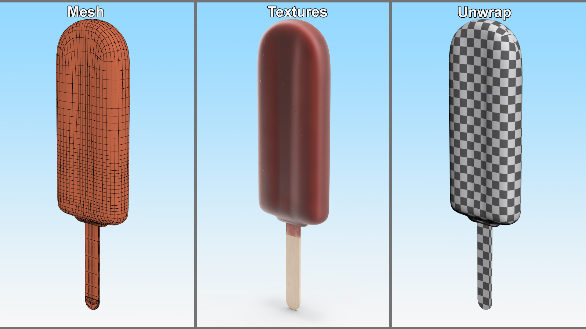 3D Chocolate Covered Ice Cream Bar