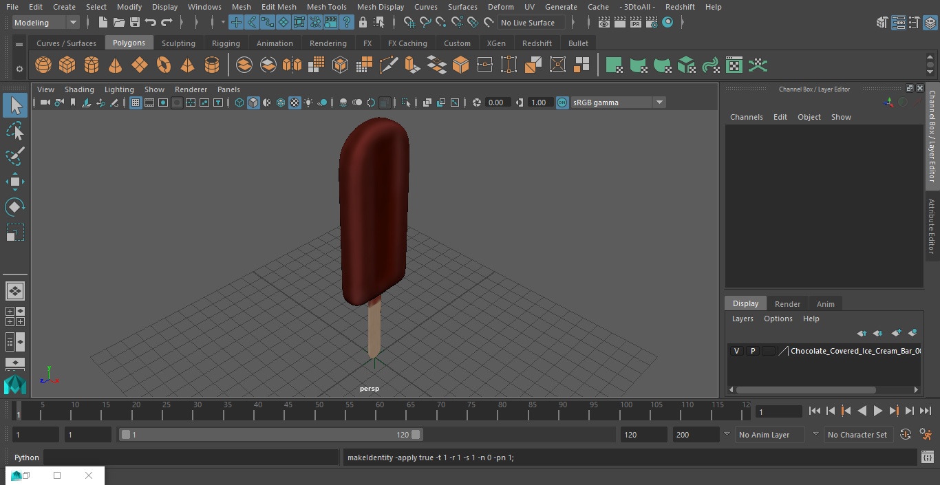3D Chocolate Covered Ice Cream Bar