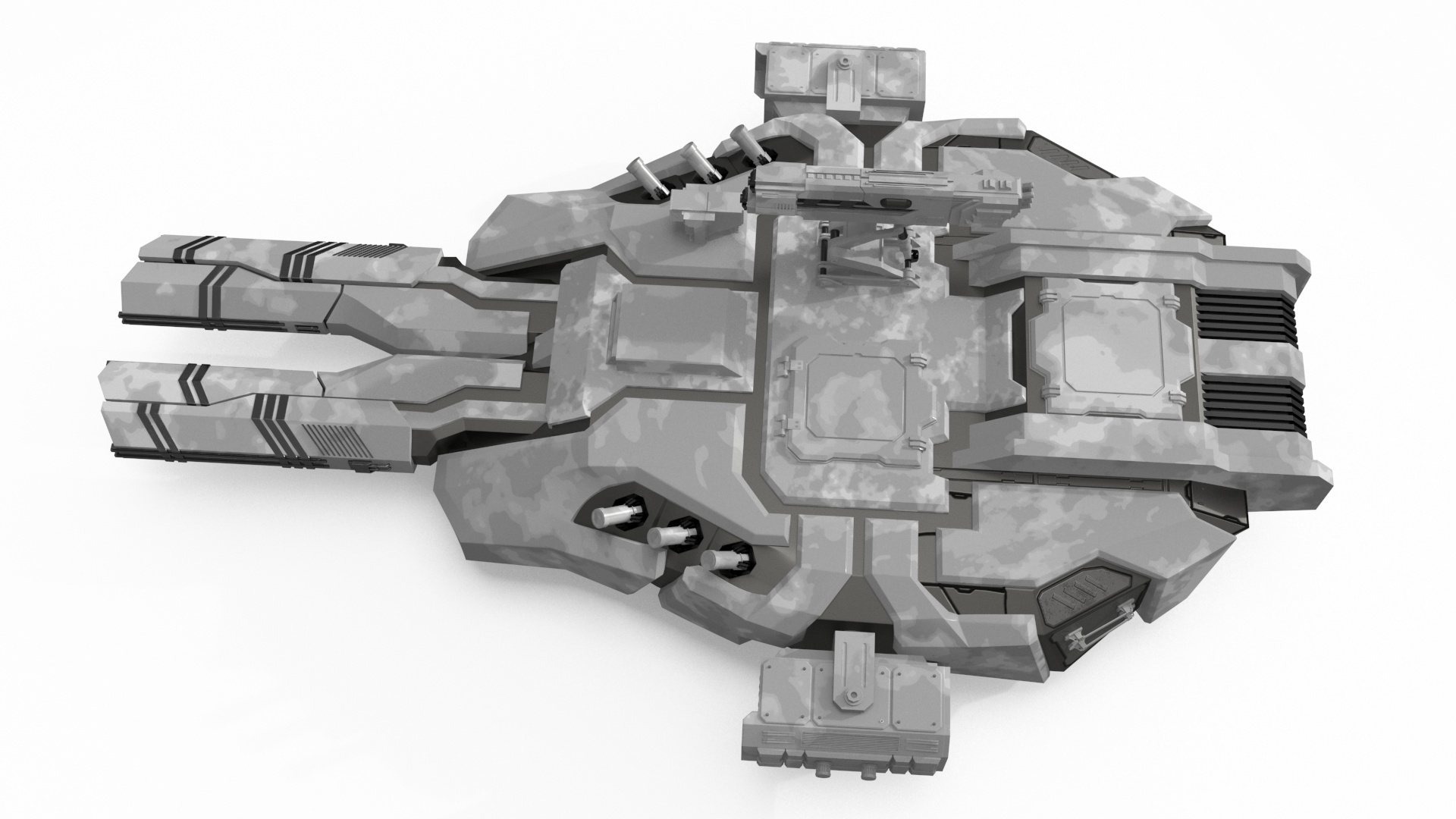 Sci Fi Heavy Turret Winter Khaki 3D