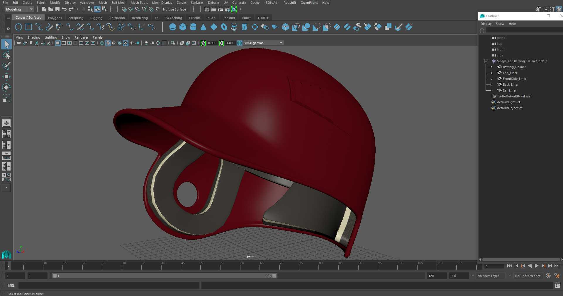 3D model Single Ear Batting Helmet