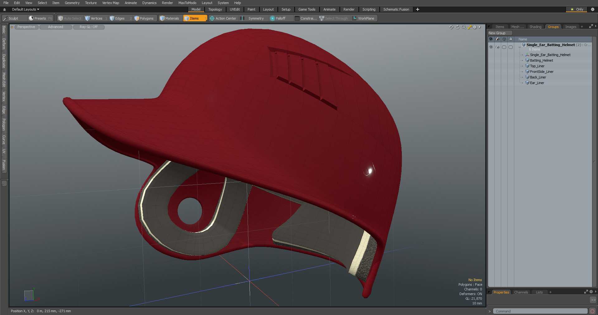 3D model Single Ear Batting Helmet