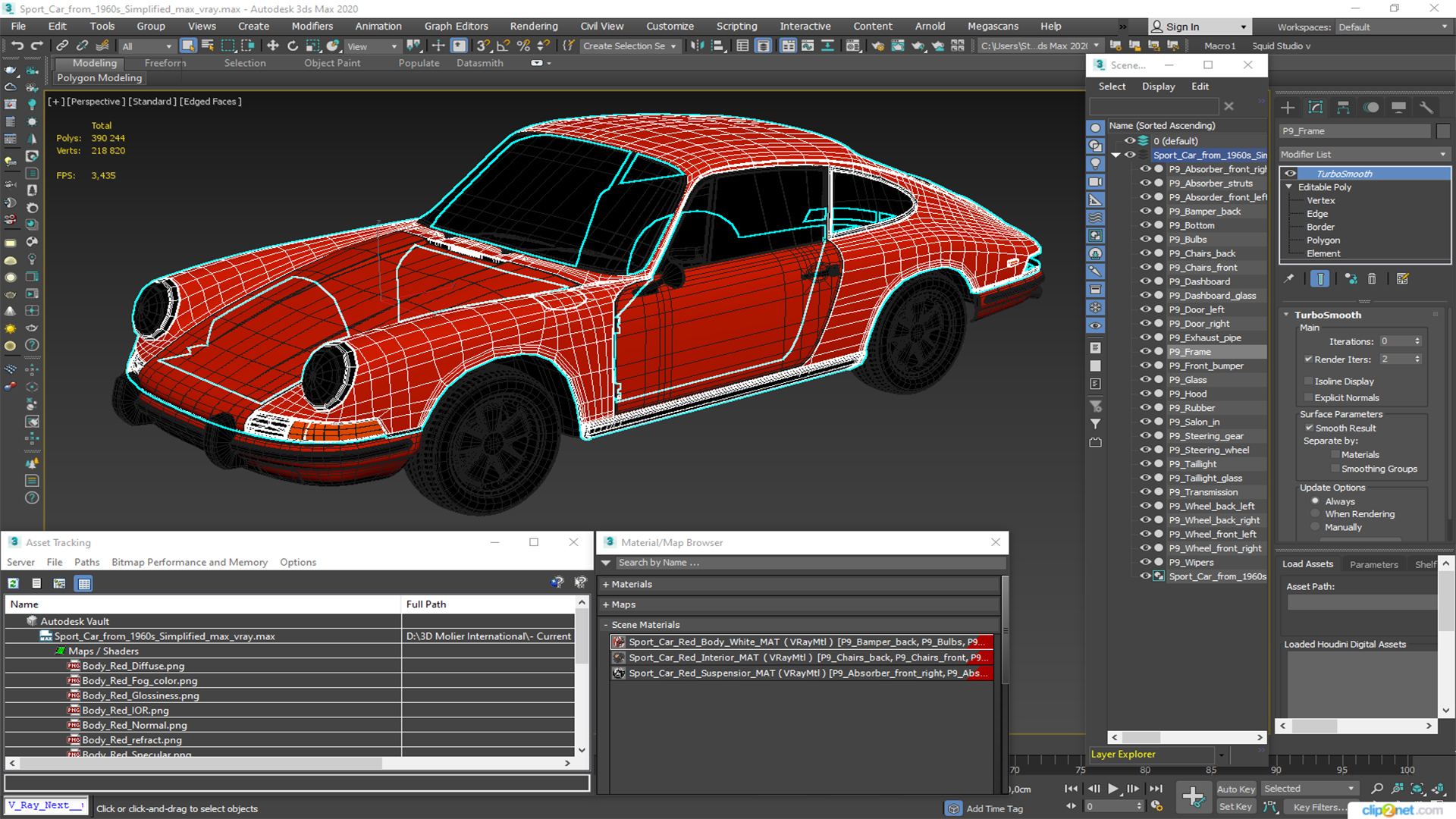 3D Sport Car from 1960s Simplified
