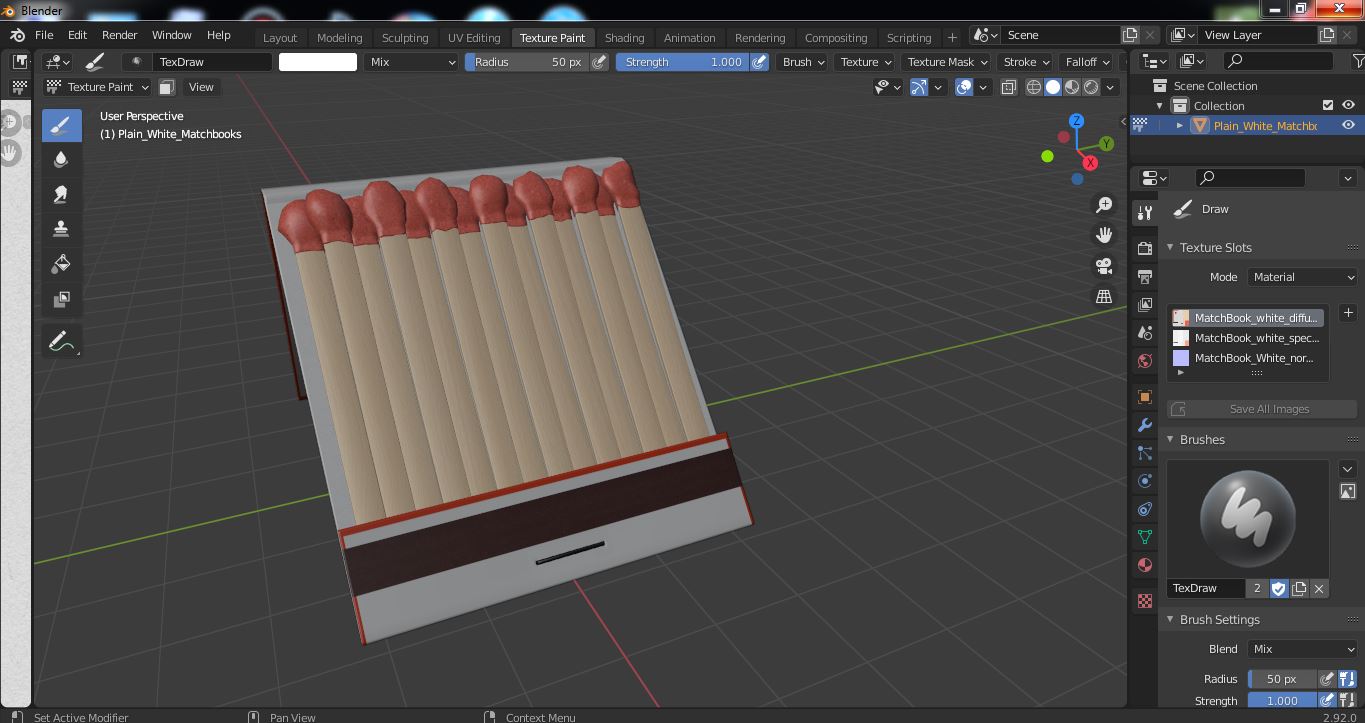 3D Plain White Matchbook