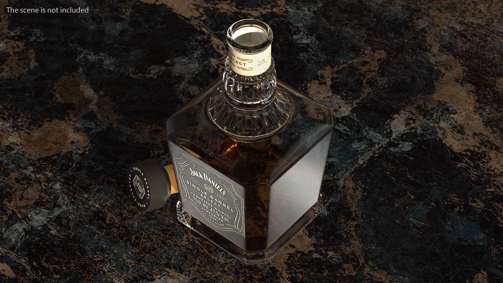 Open Bottle of Jack Daniels Dark 3D