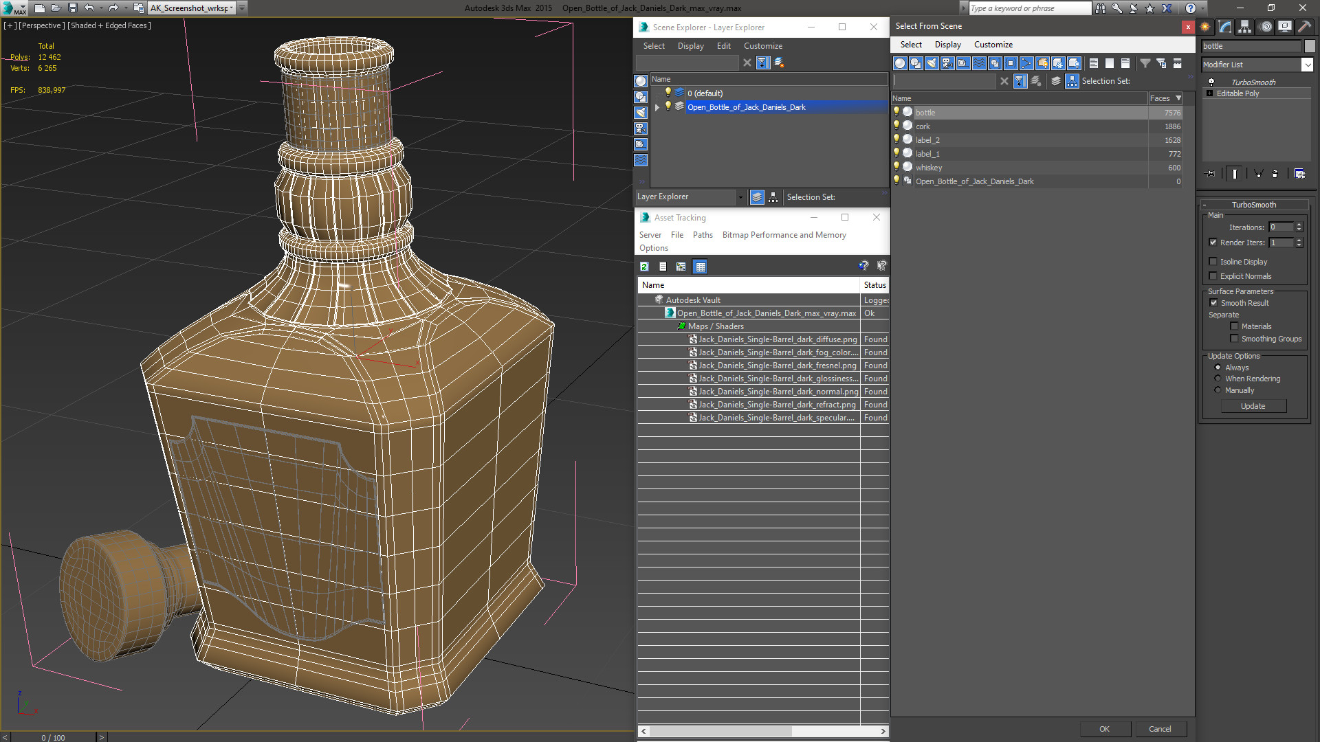 Open Bottle of Jack Daniels Dark 3D
