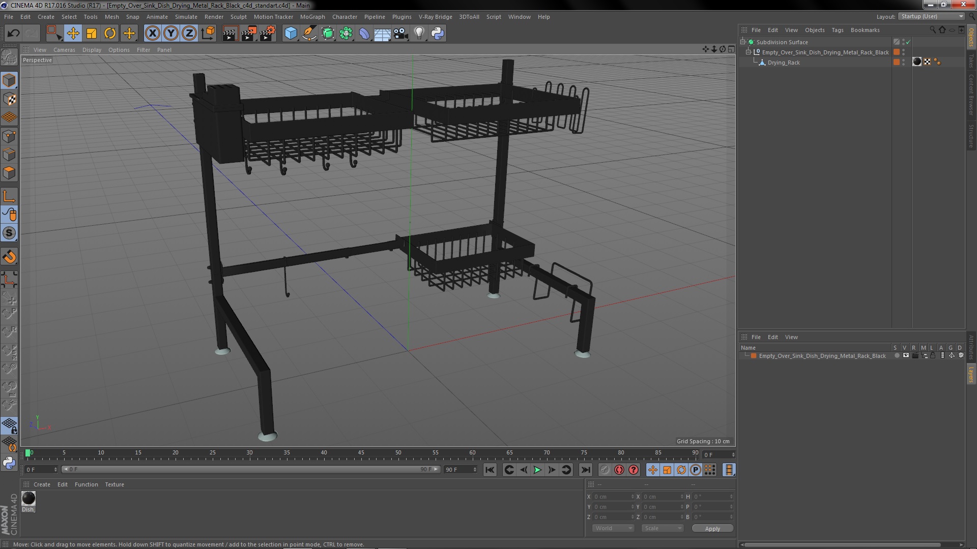 Empty Over Sink Dish Drying Metal Rack Black 3D model