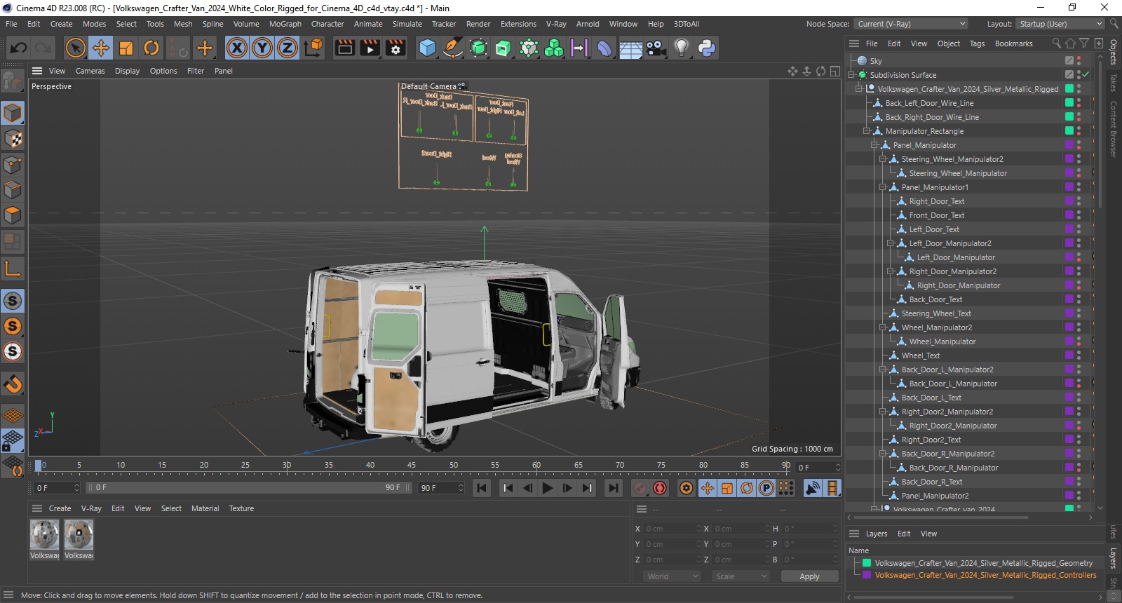 3D model Volkswagen Crafter Van 2024 White Color Rigged for Cinema 4D
