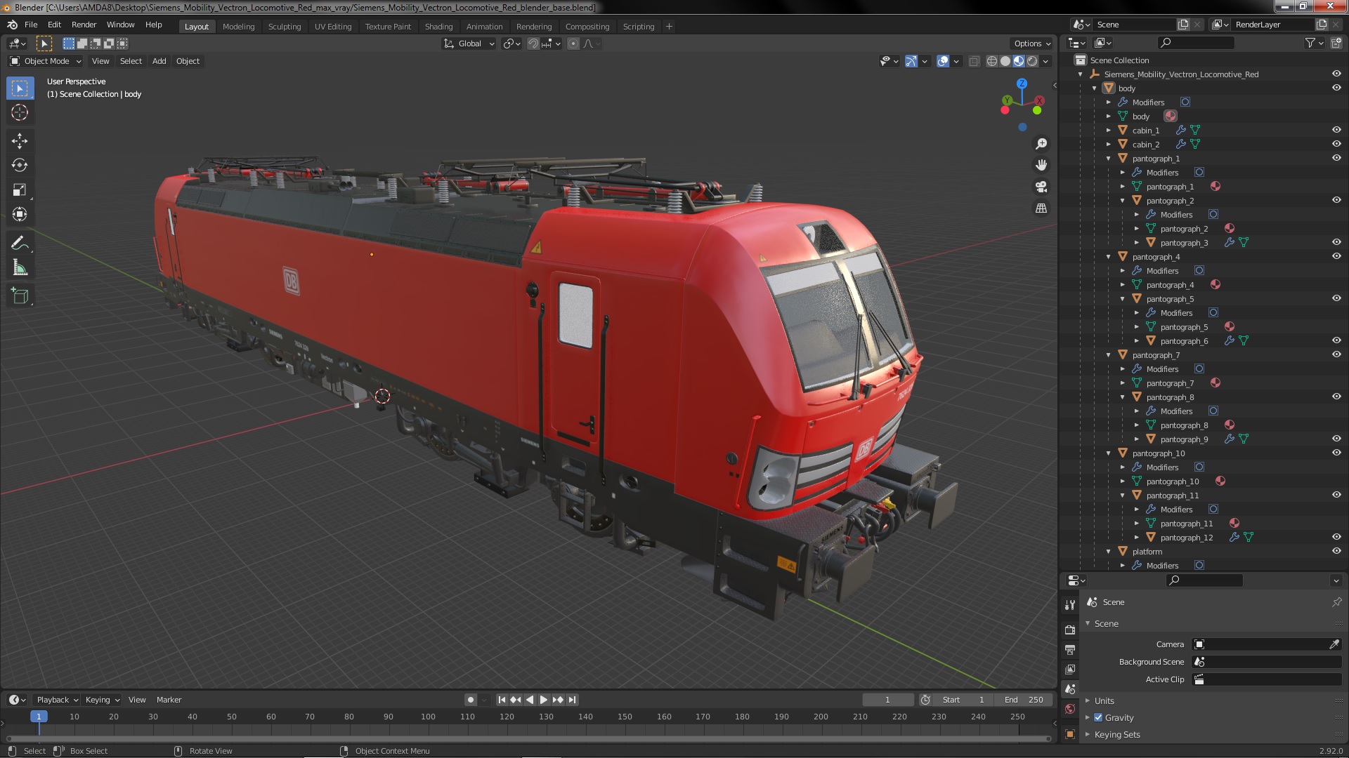 Siemens Mobility Vectron Locomotive Red 3D model