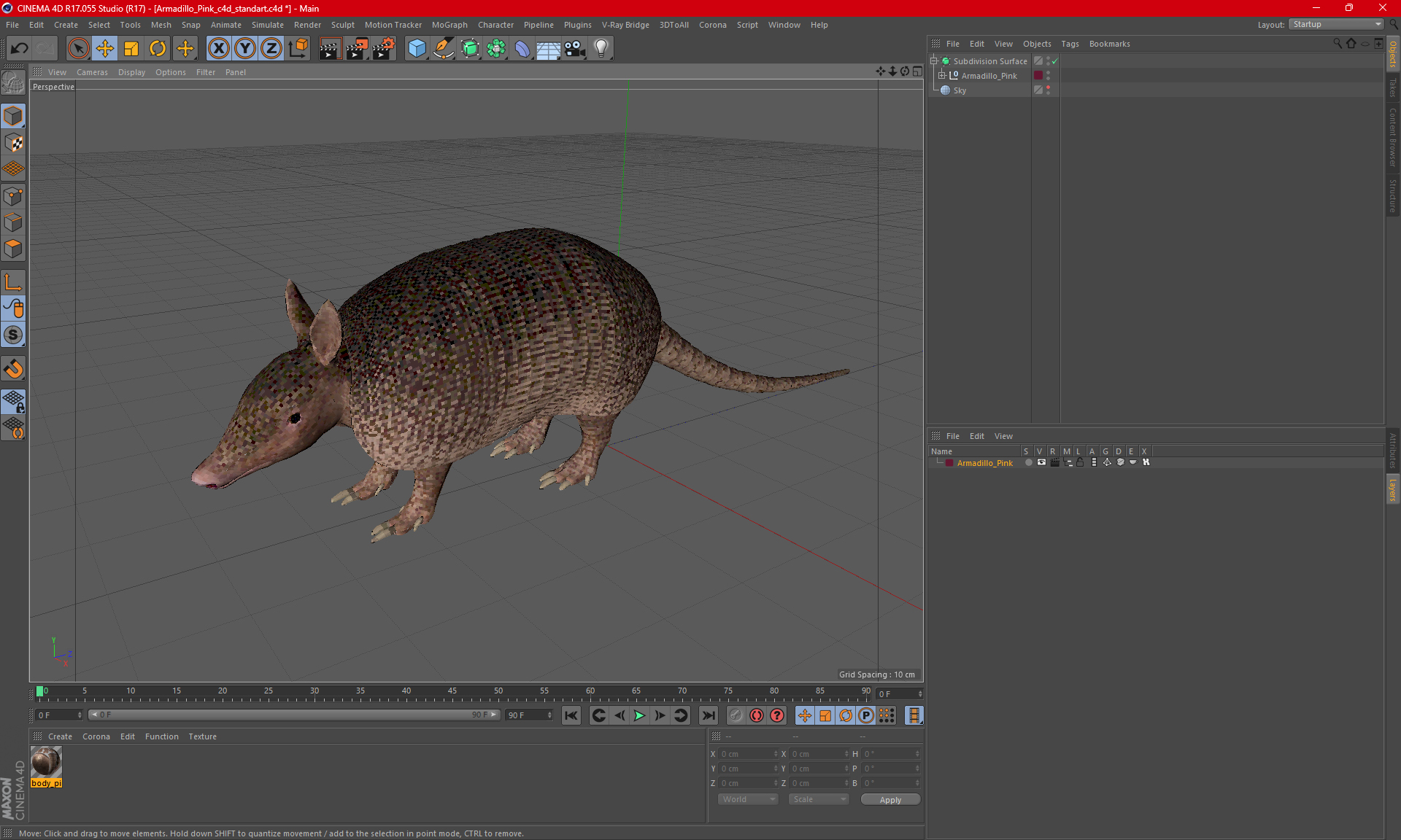 Armadillo Pink 3D model