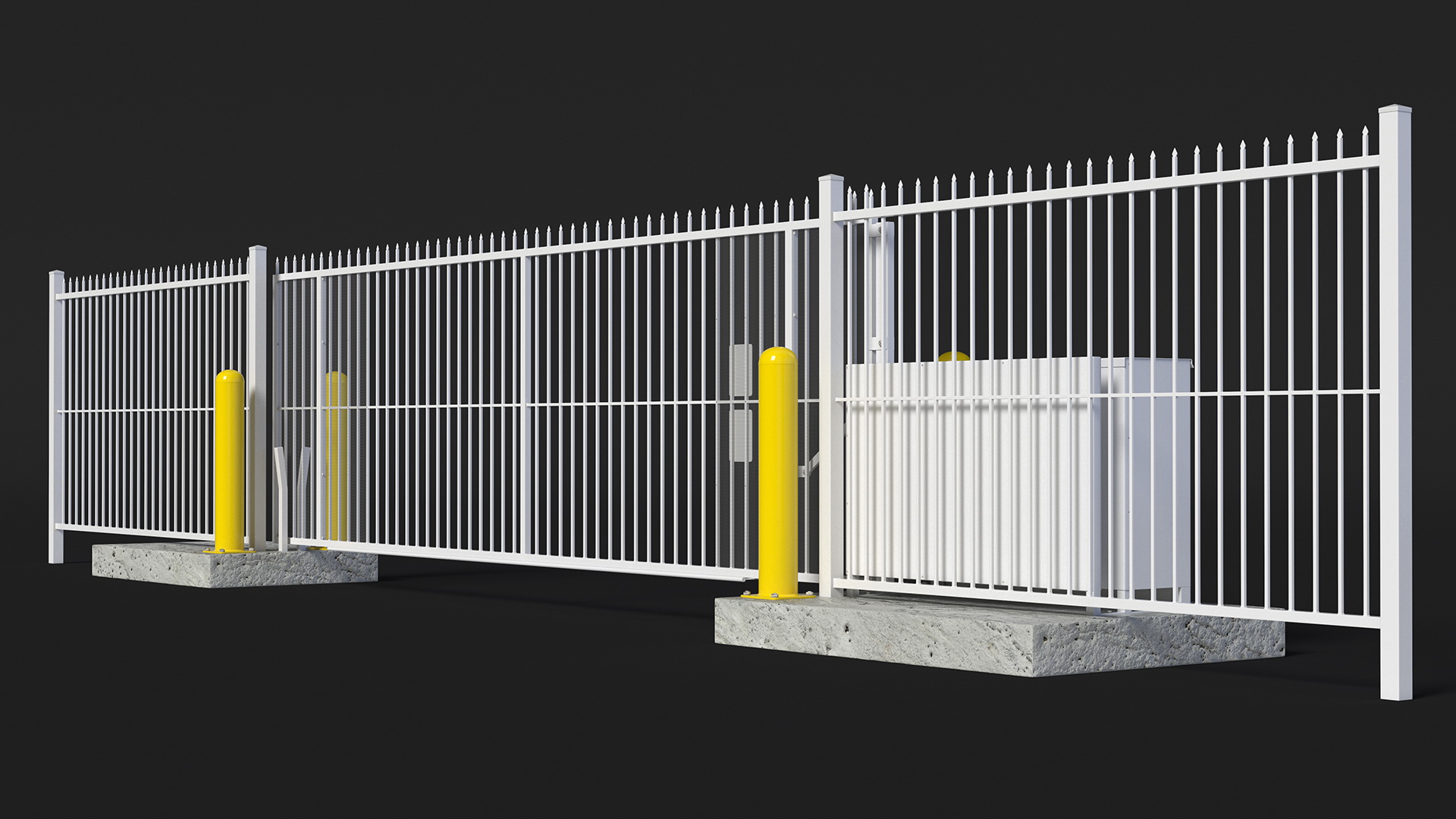Vertical Lift Gates White Rigged 3D