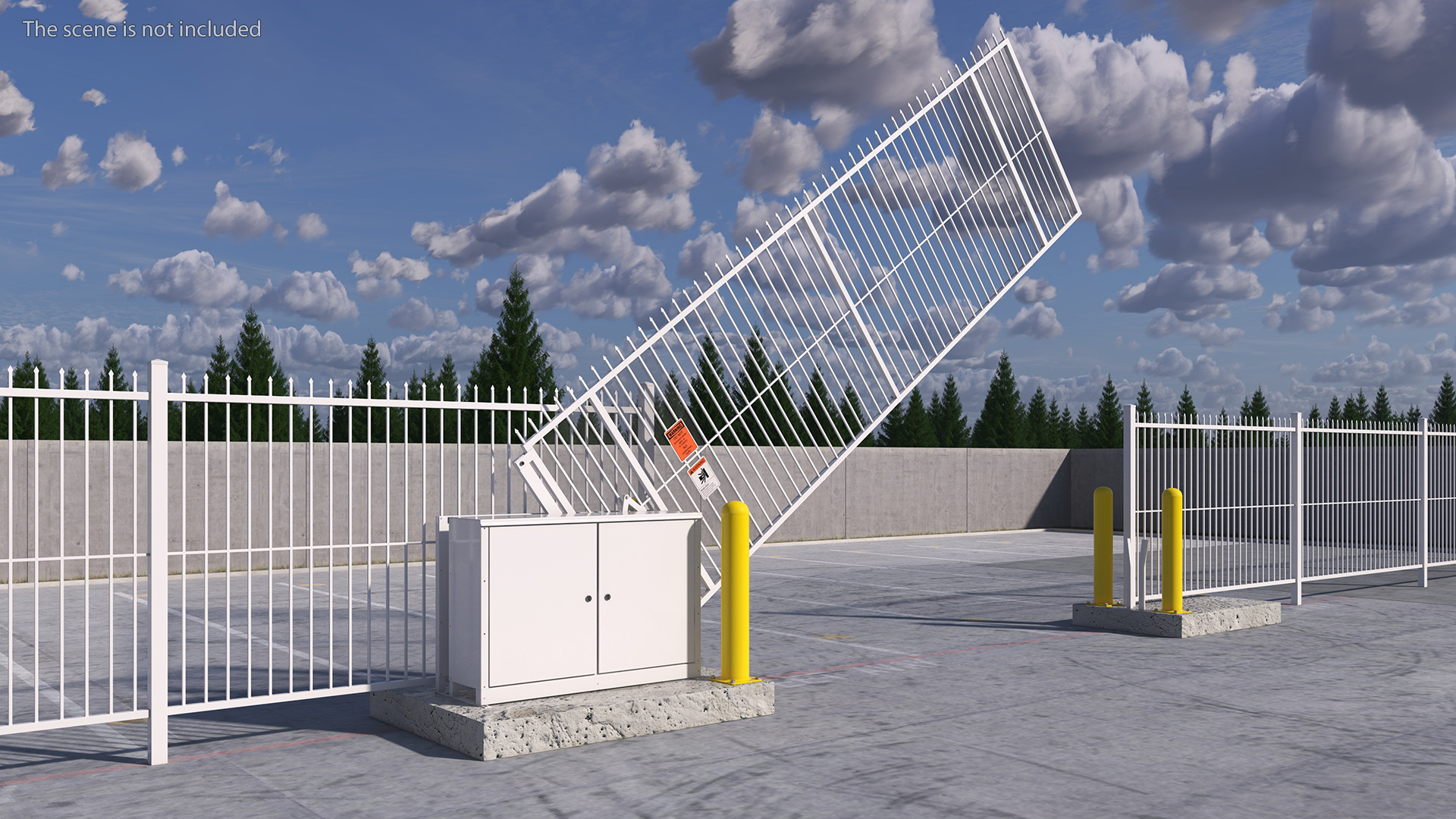 Vertical Lift Gates White Rigged 3D
