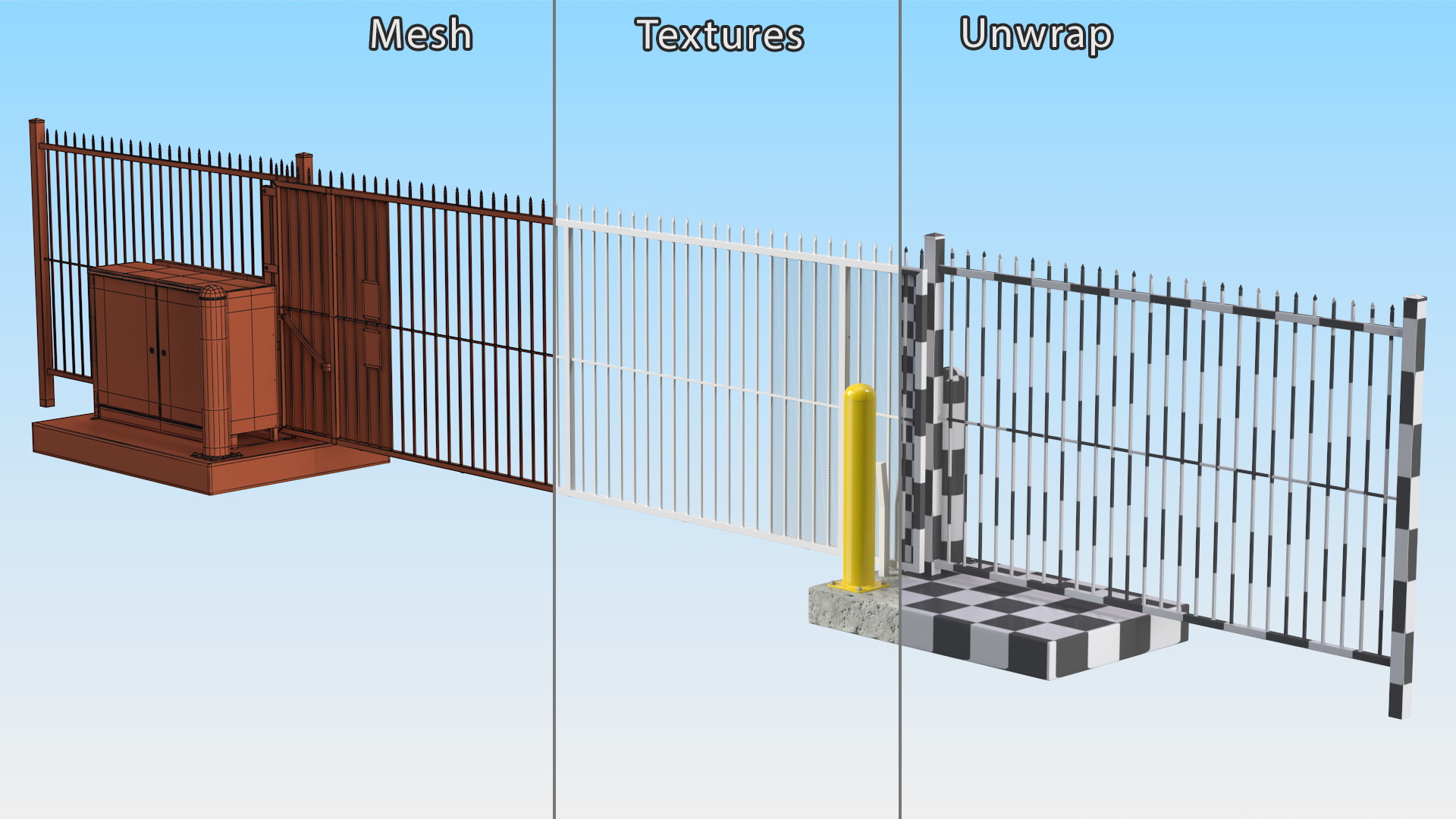 Vertical Lift Gates White Rigged 3D