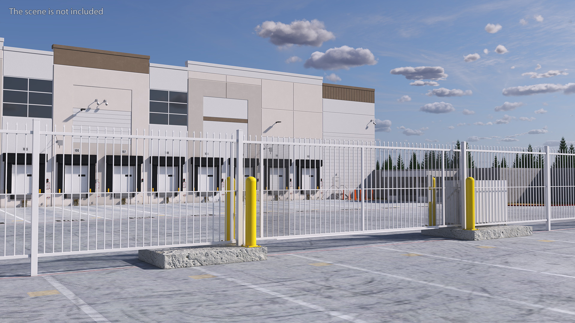Vertical Lift Gates White Rigged 3D