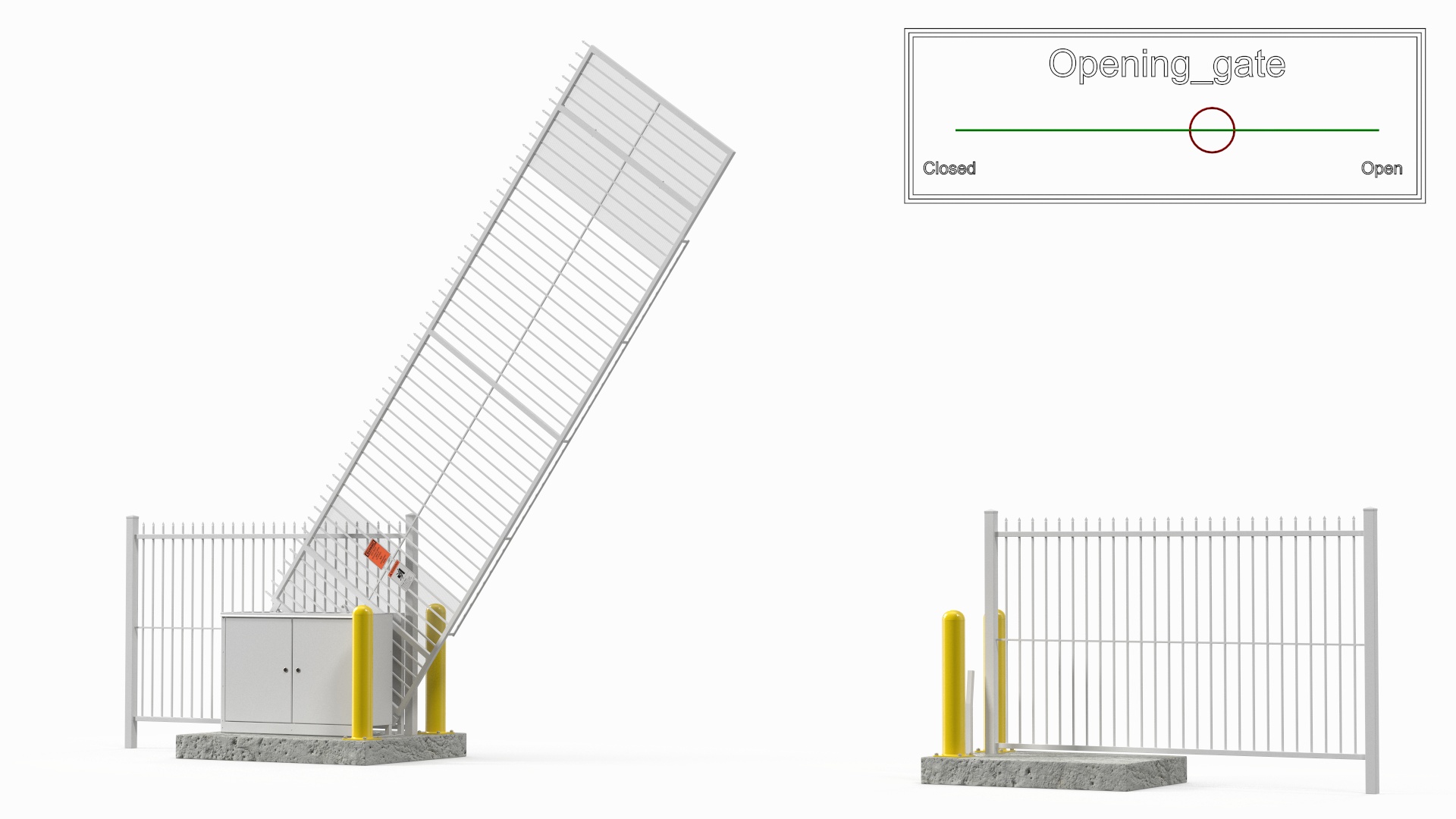 Vertical Lift Gates White Rigged 3D